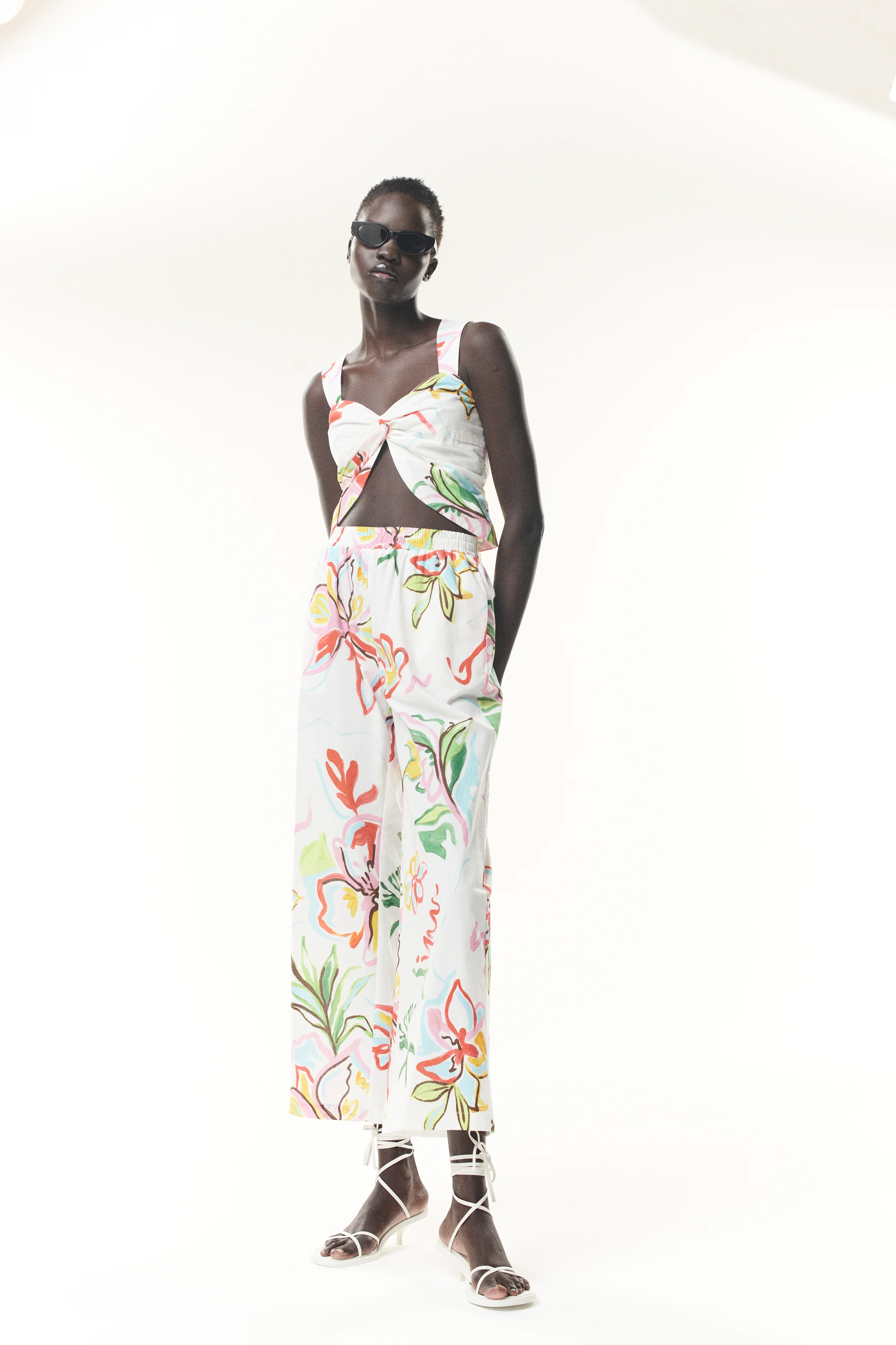Amanda Painterly Floral Cotton Trousers