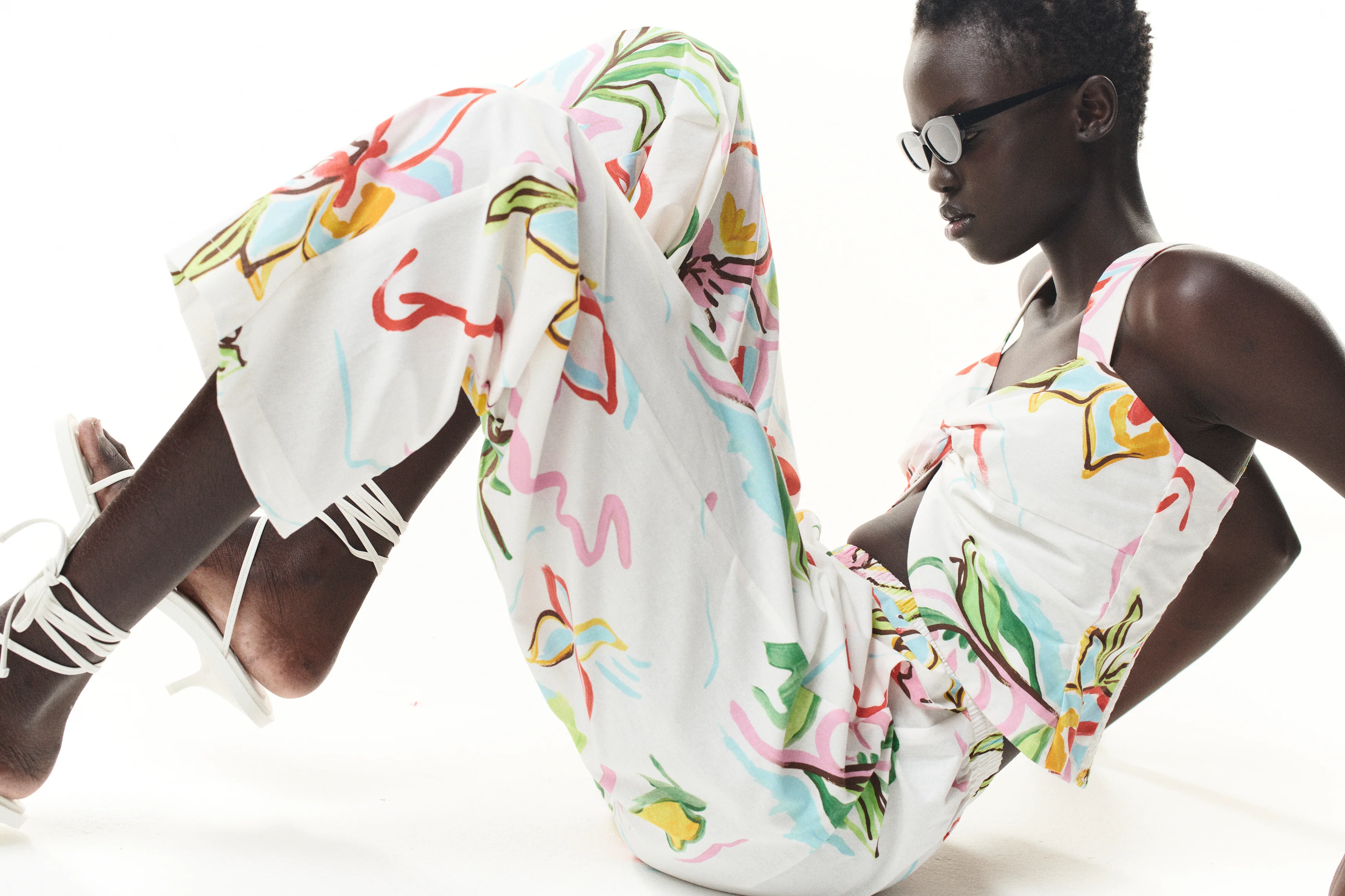 Amanda Painterly Floral Cotton Trousers - Image 4