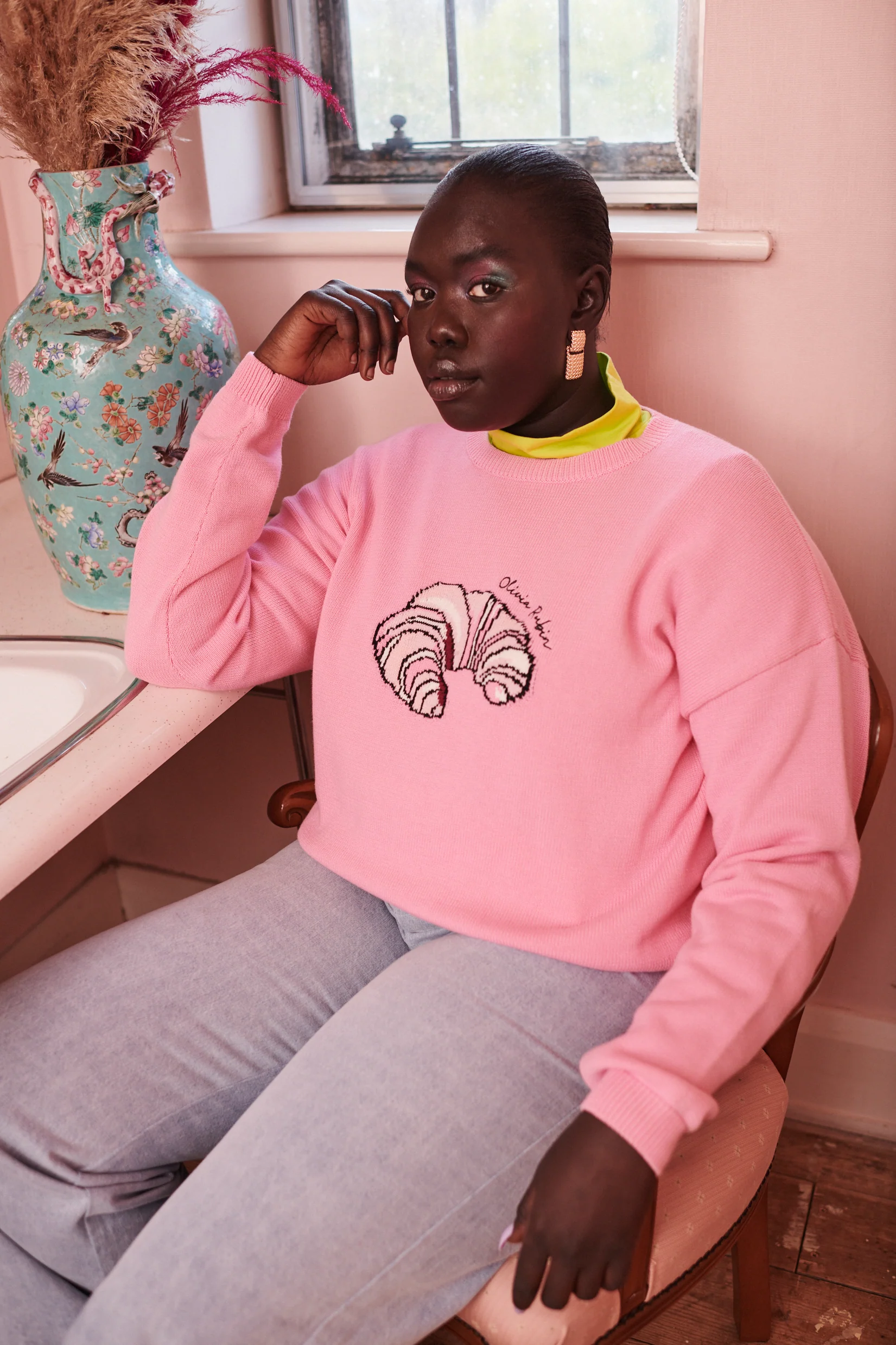 Aria Pink Croissant Jumper - Image 4
