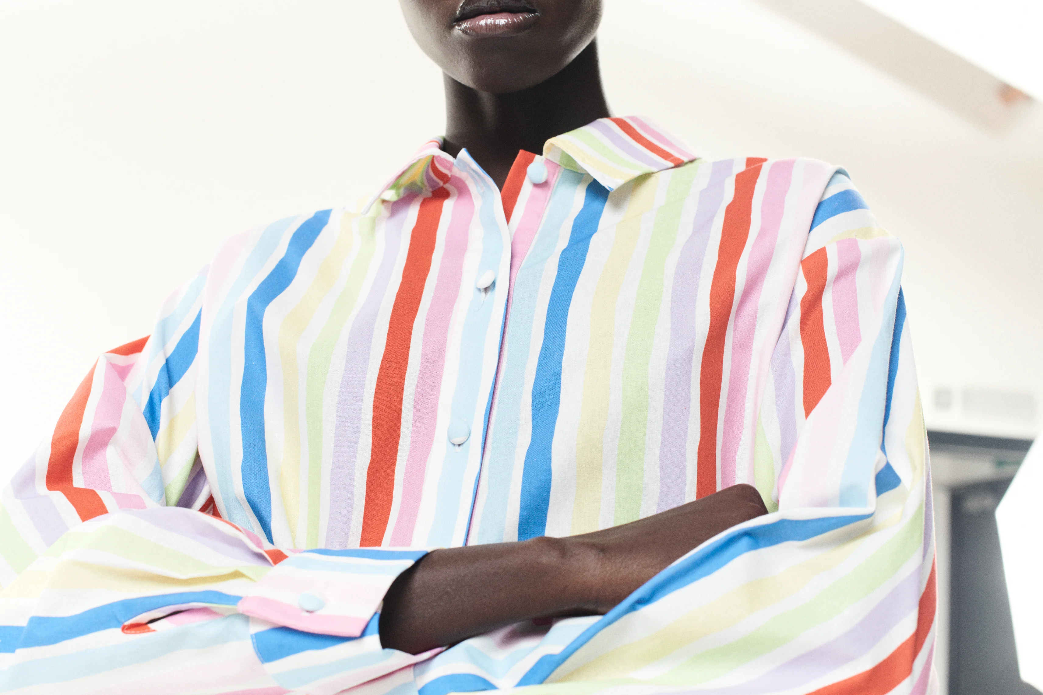 Arin Painted Stripe Cotton Oversized Shirt - Image 6