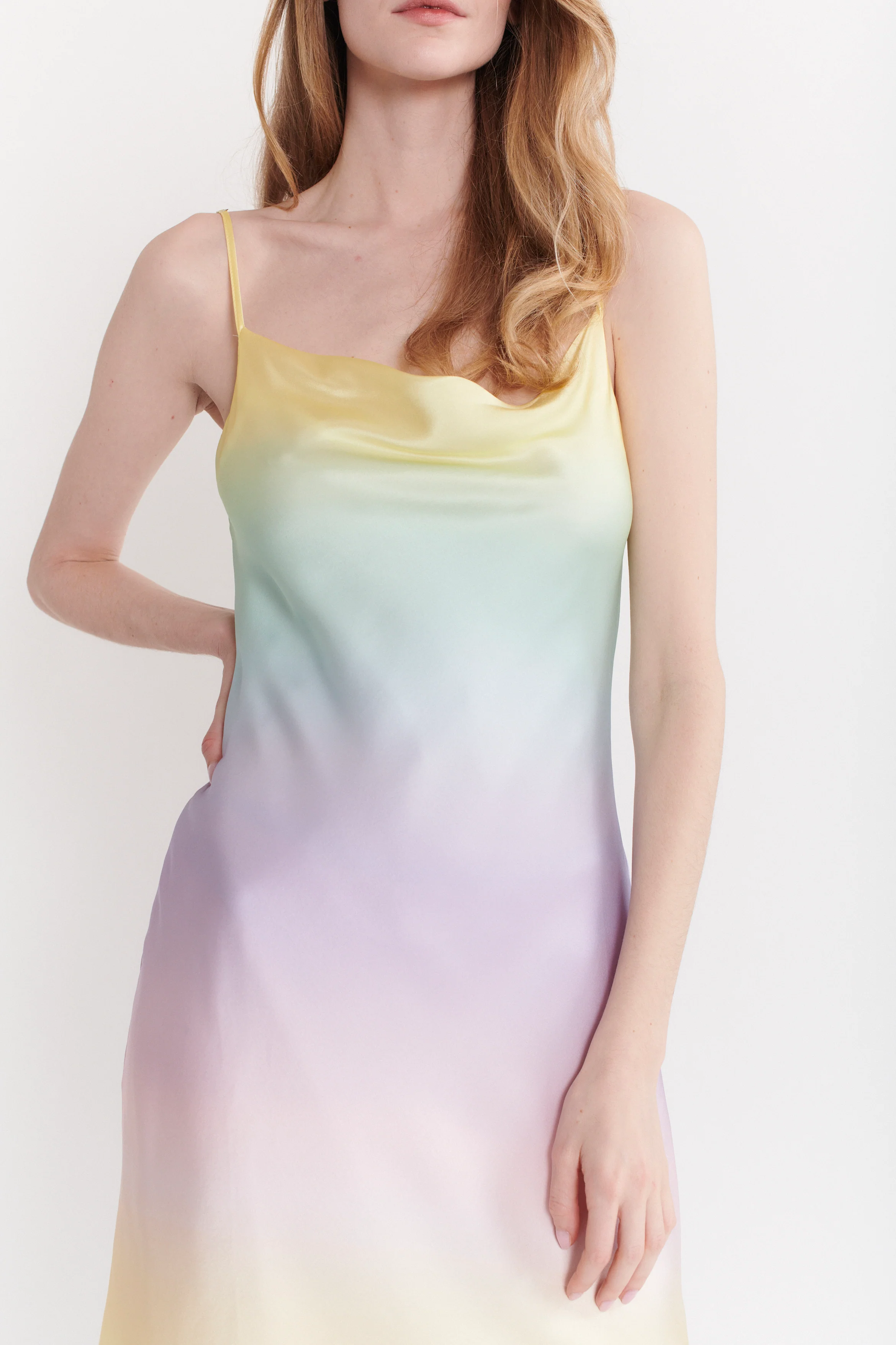 Aubrey Pastel Ombre Silk Satin Slip Dress RENTAL - Image 3