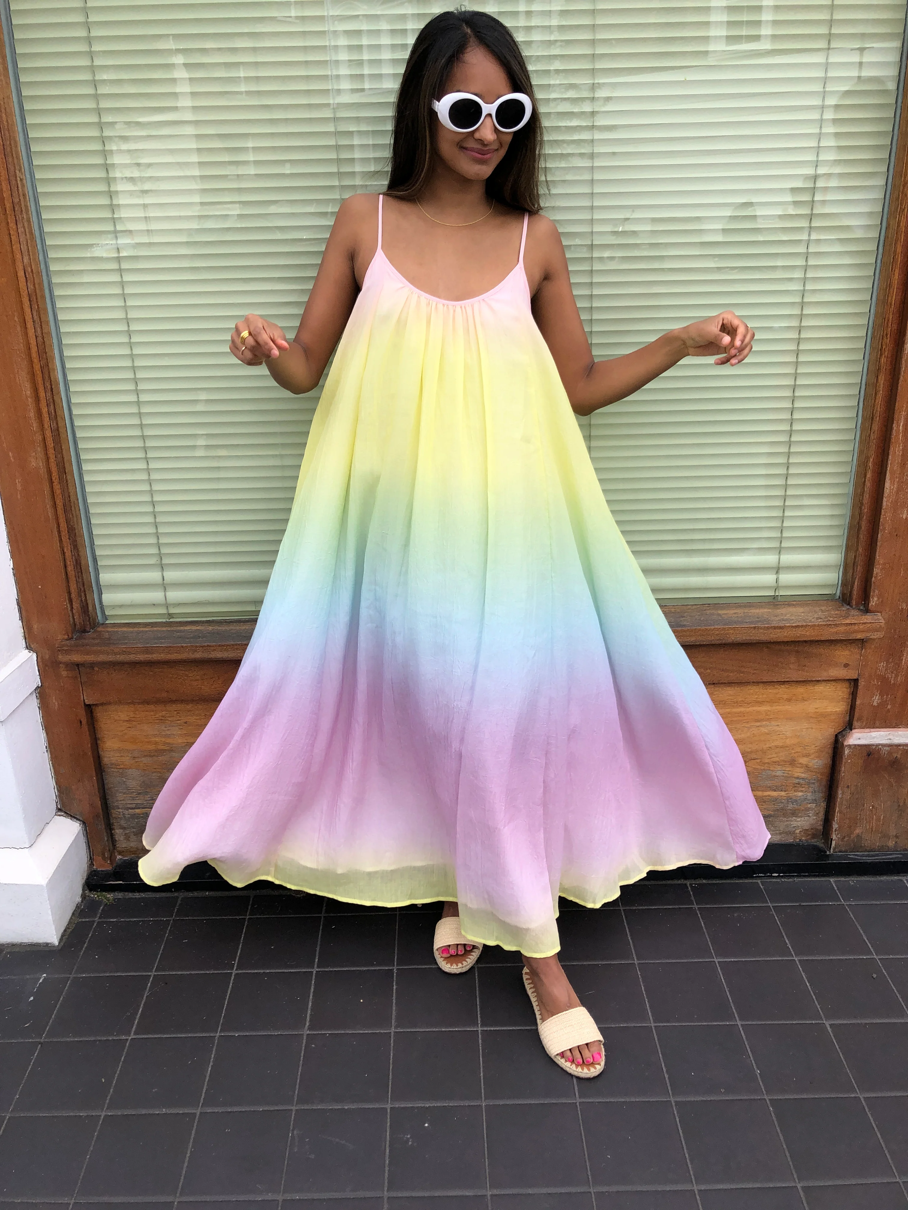 Aurora Pastel Ombre Belted Cotton Dress - Image 5