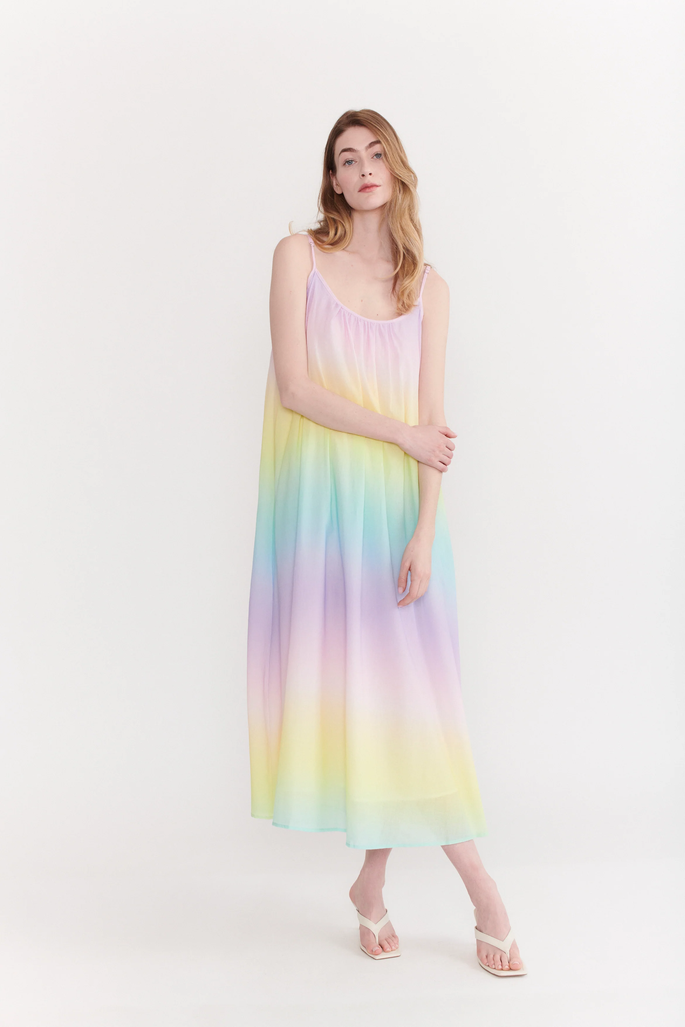 Aurora Pastel Ombre Belted Cotton Dress - Image 6