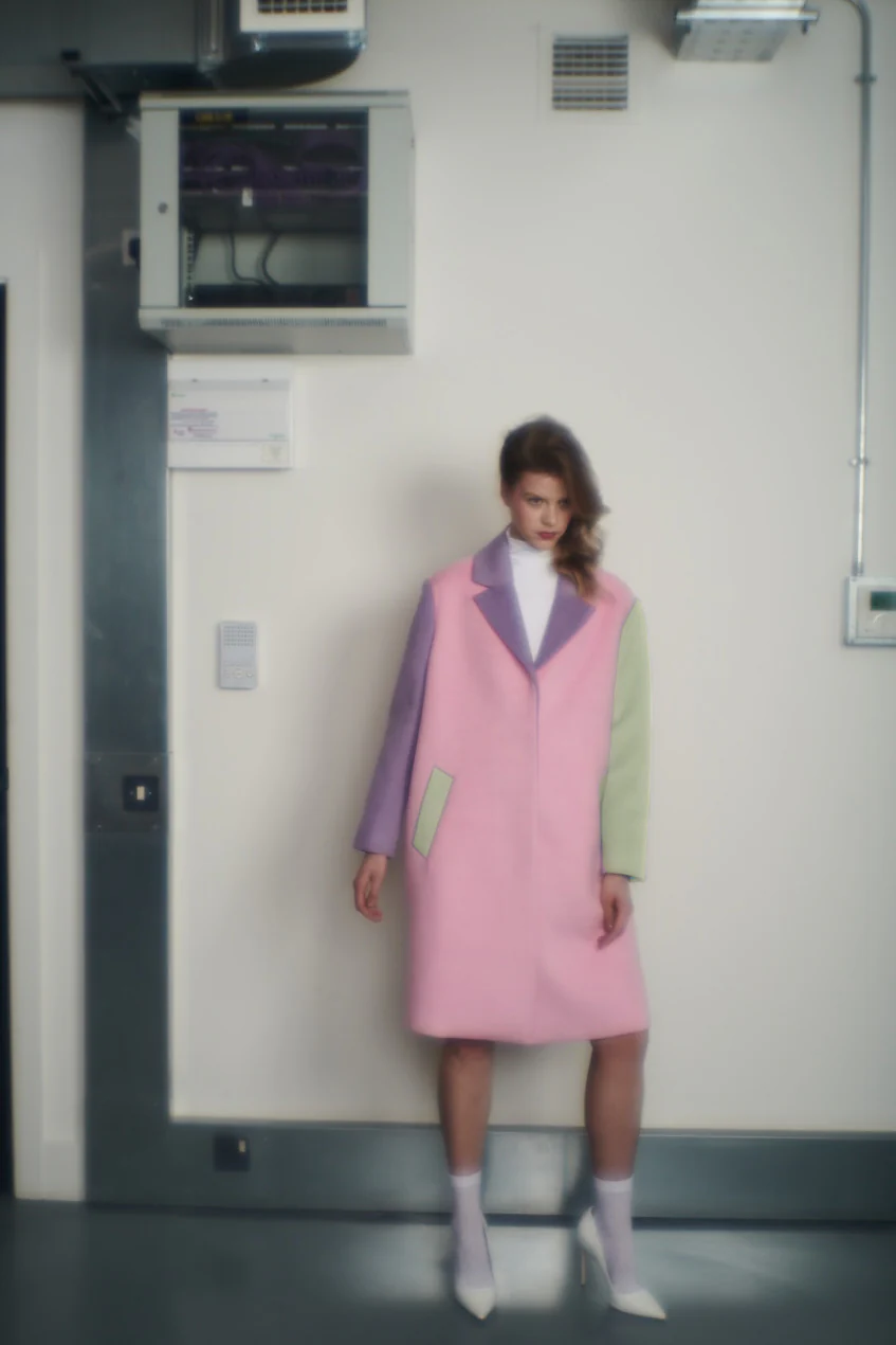 Beatrix Pink Colourblock Coat - Image 3