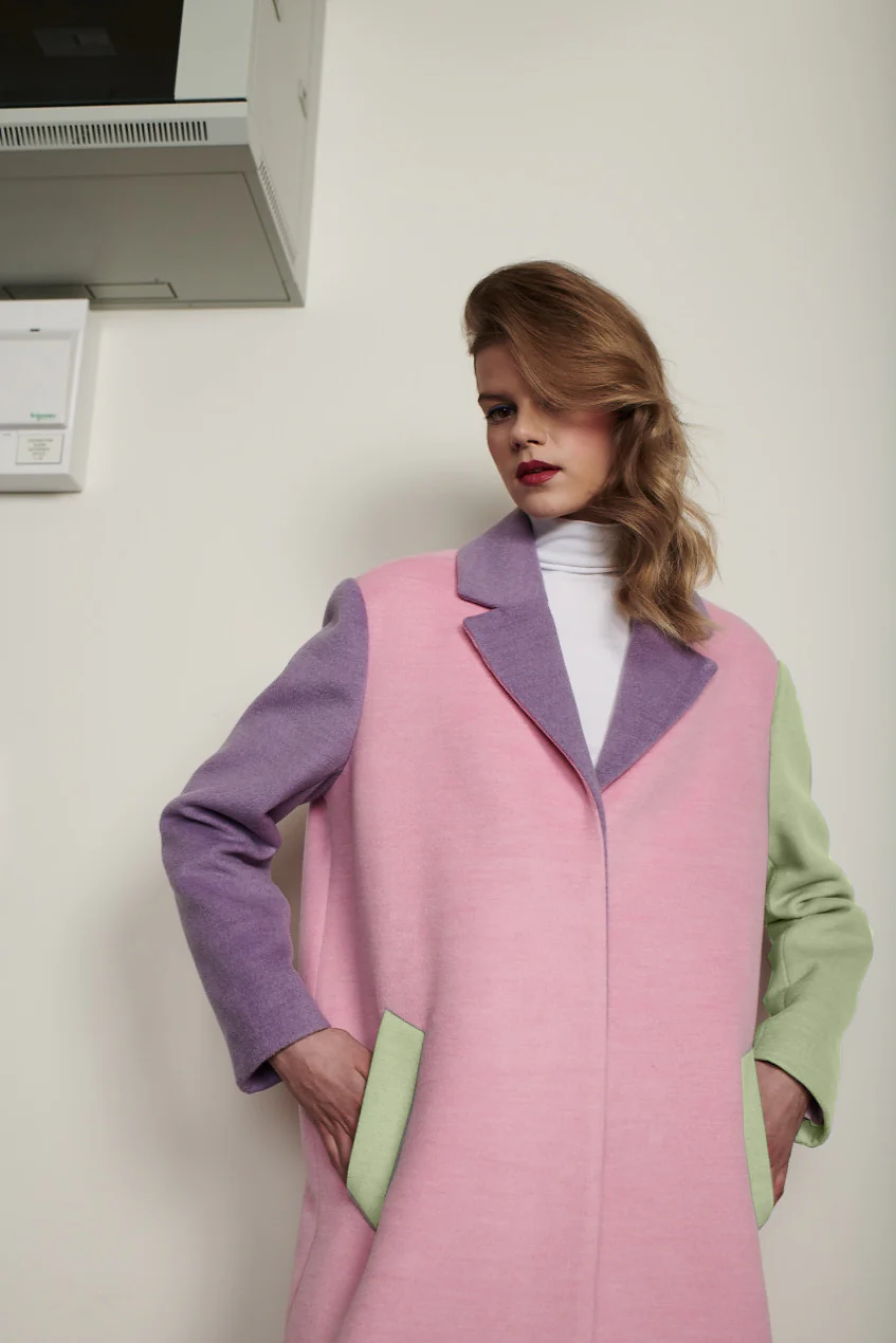Beatrix Pink Colourblock Coat - Image 5