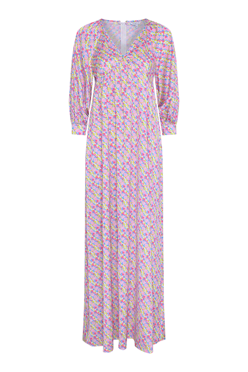 Blossom Pink Circle stripe Maxi Dress RENTAL