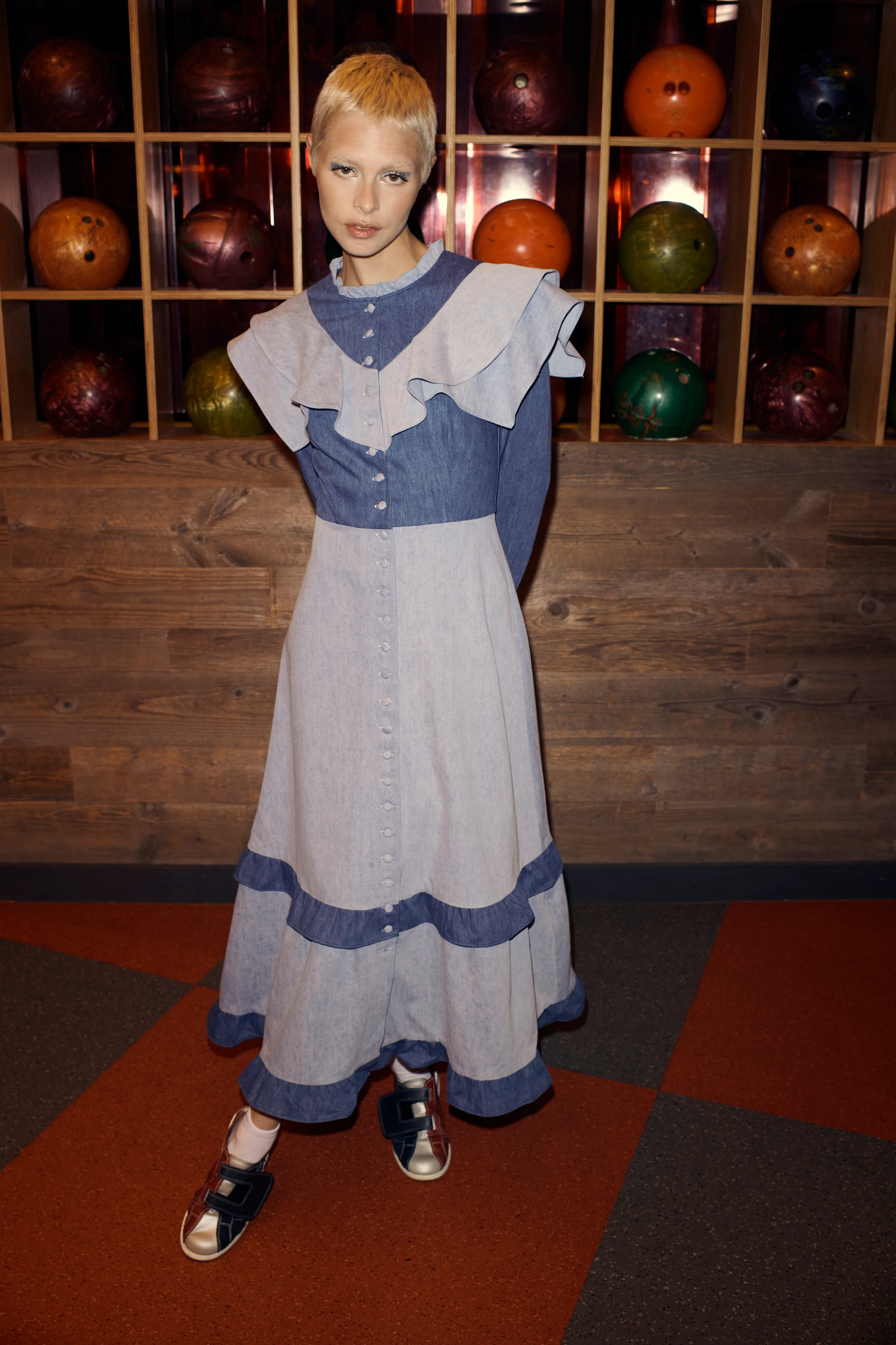 Bronte Two-Tone Denim Midi Dress - Image 4