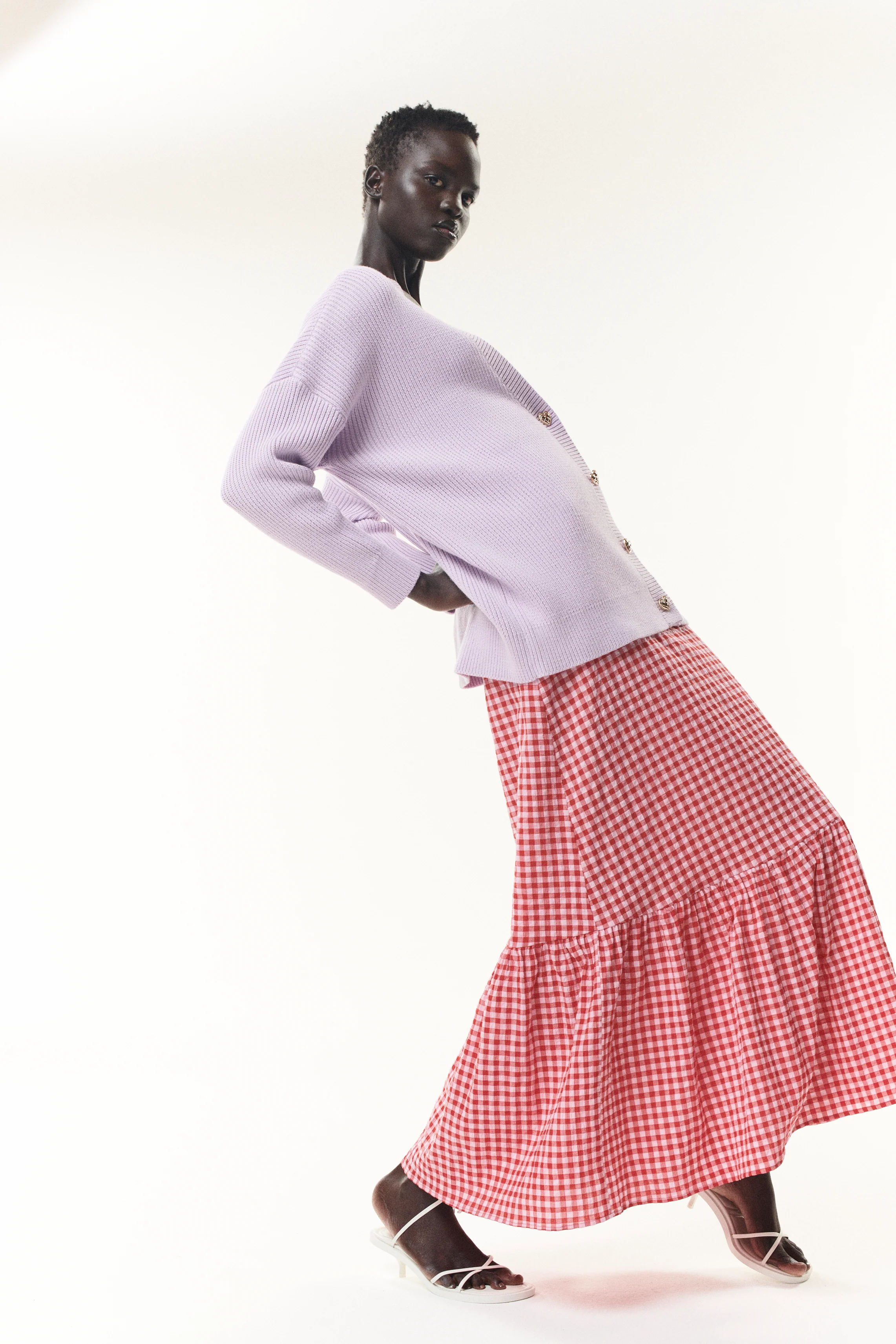 Darya Red Gingham Midi Skirt RENTAL - Image 3