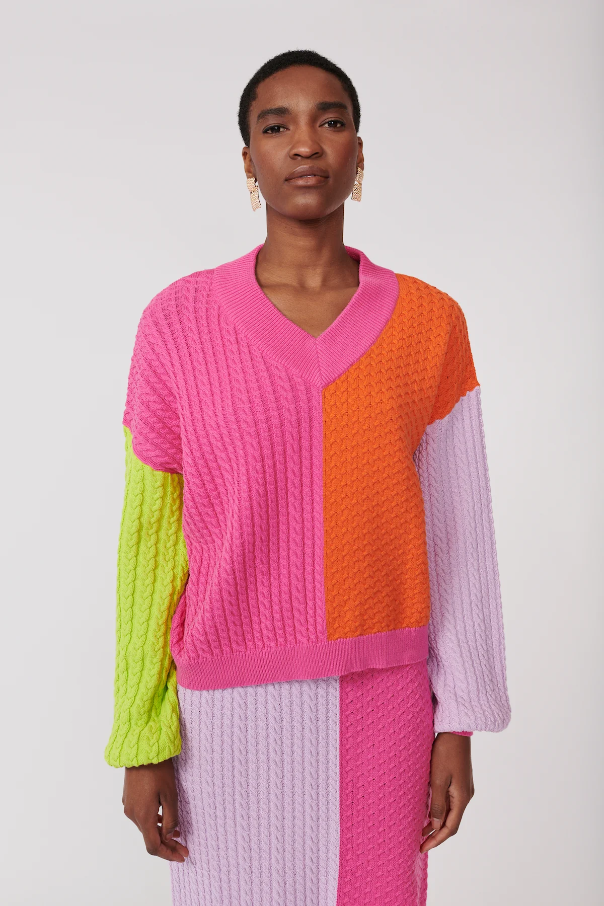Delilah Colourblock Knit Mix Jumper - Image 4