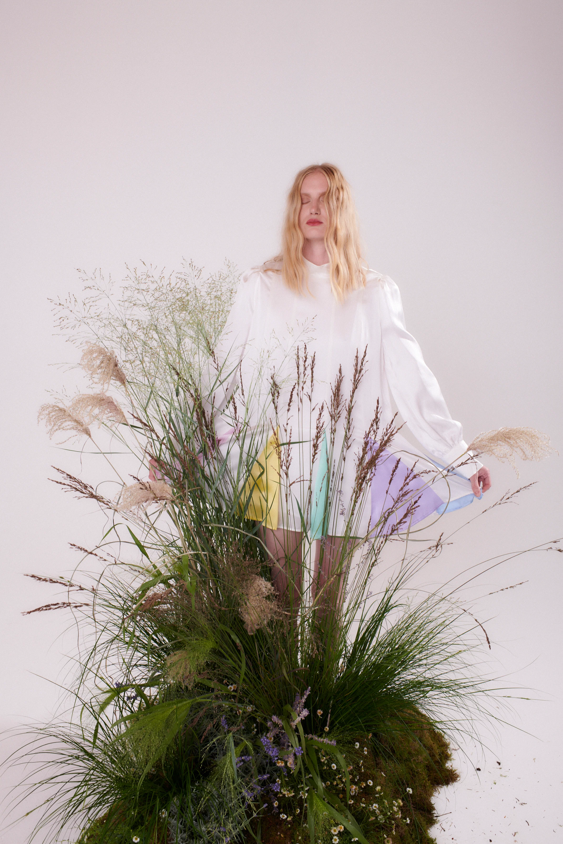Dora White Pastel Godet Mini Dress - Image 3