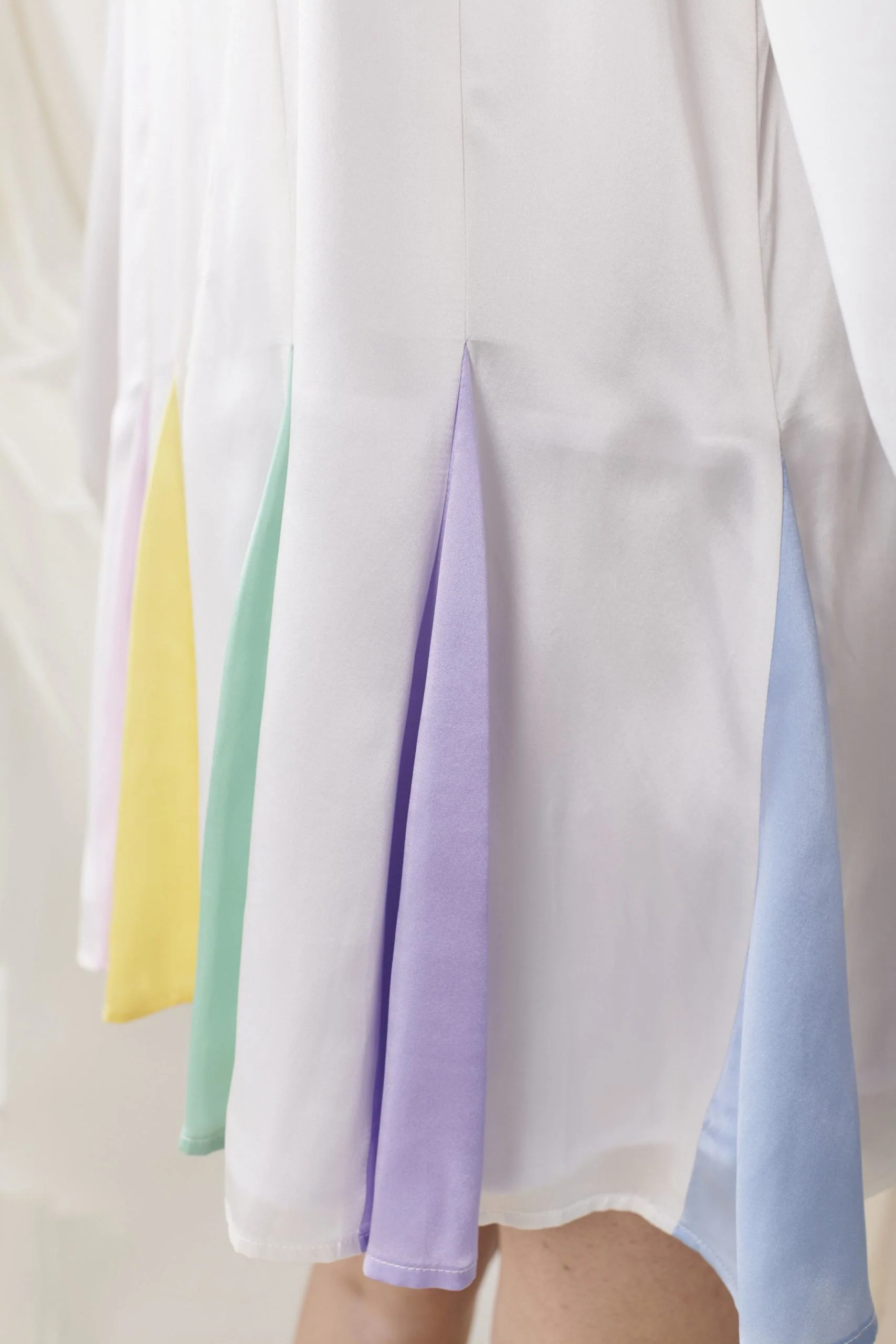 Dora White Pastel Godet Mini Dress - Image 7
