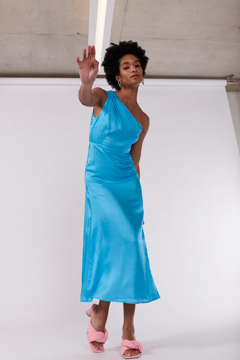 Frances Blue One Shoulder Dress RENTAL - Image 4