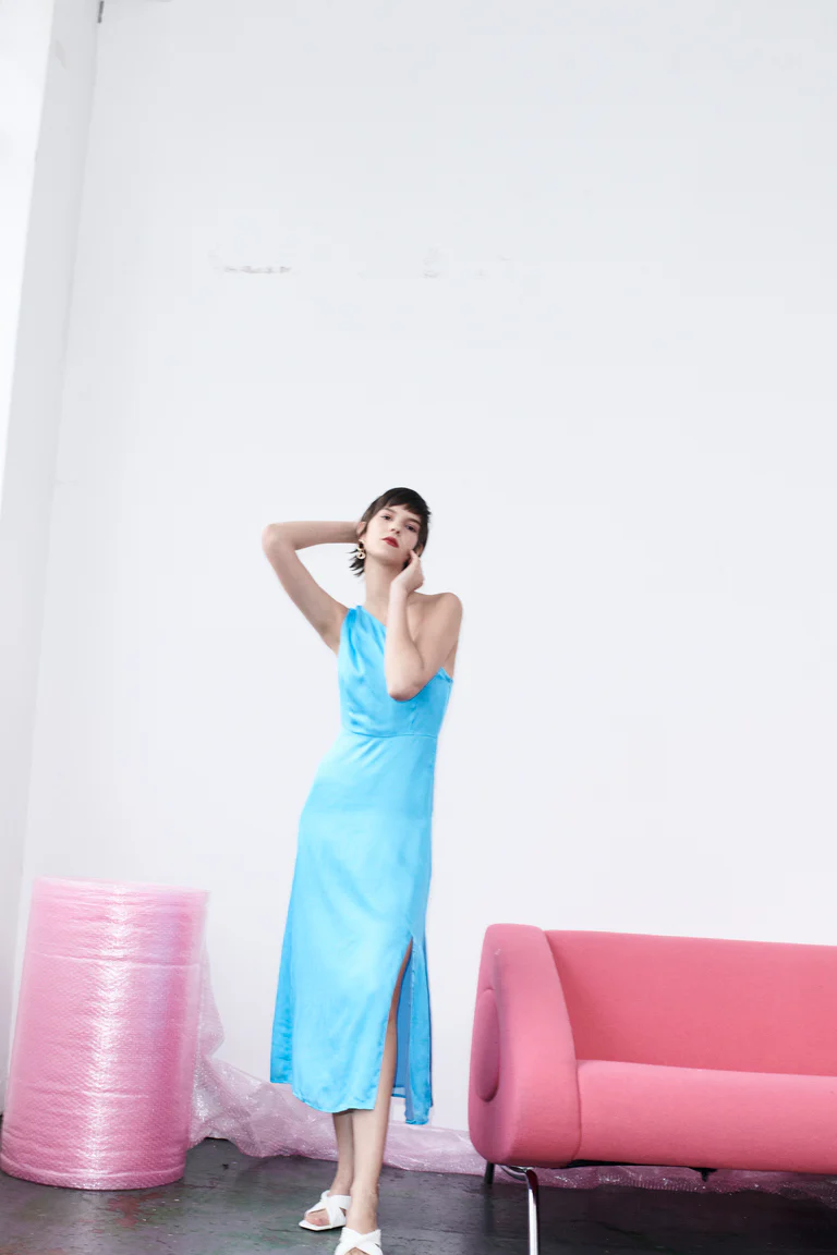 Frances Blue One Shoulder Dress RENTAL - Image 8