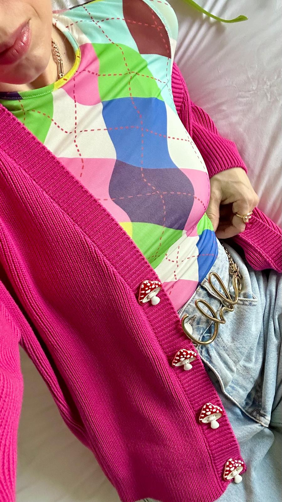 Frankie Magenta Toadstool Cardigan - Image 4