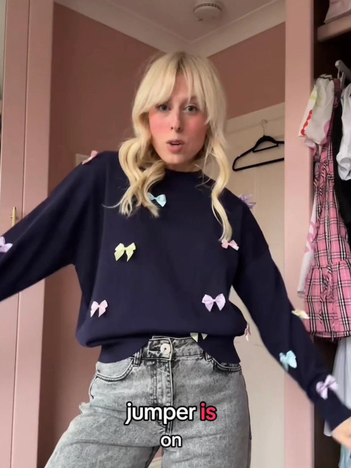 Jayne Navy Knit Jumper with Bows - Image 4