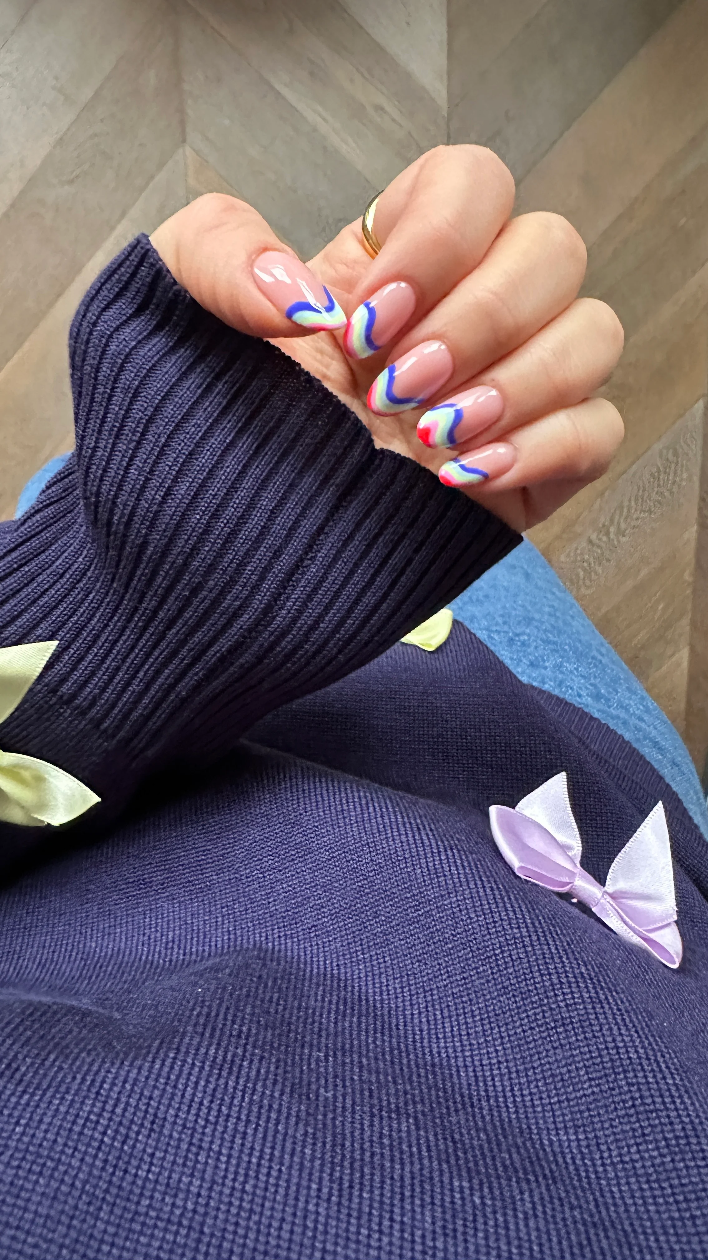 Jayne Navy Knit Jumper with Bows - Image 6