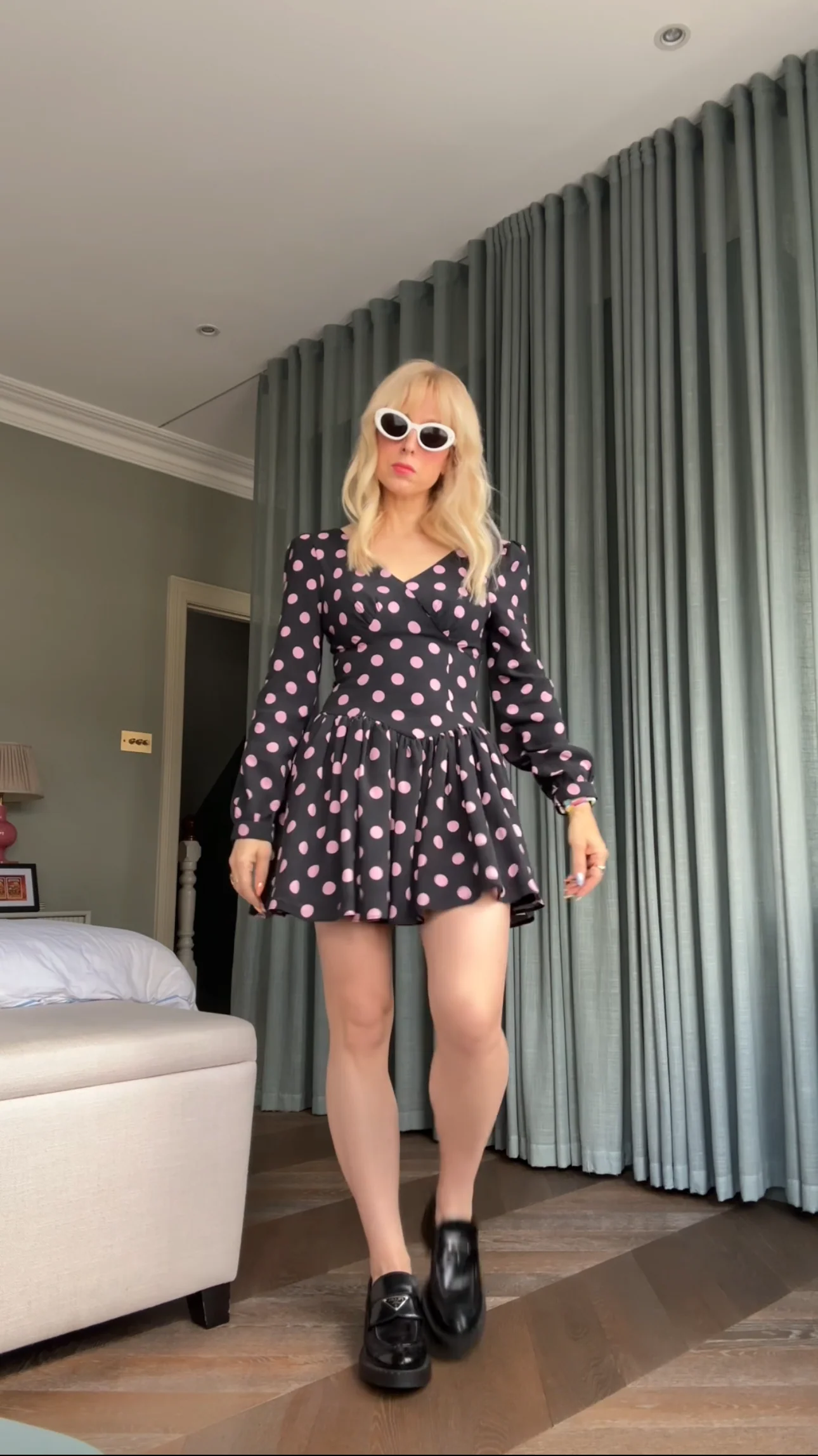 Jianna Black Polka Dot Mini Dress - Image 2