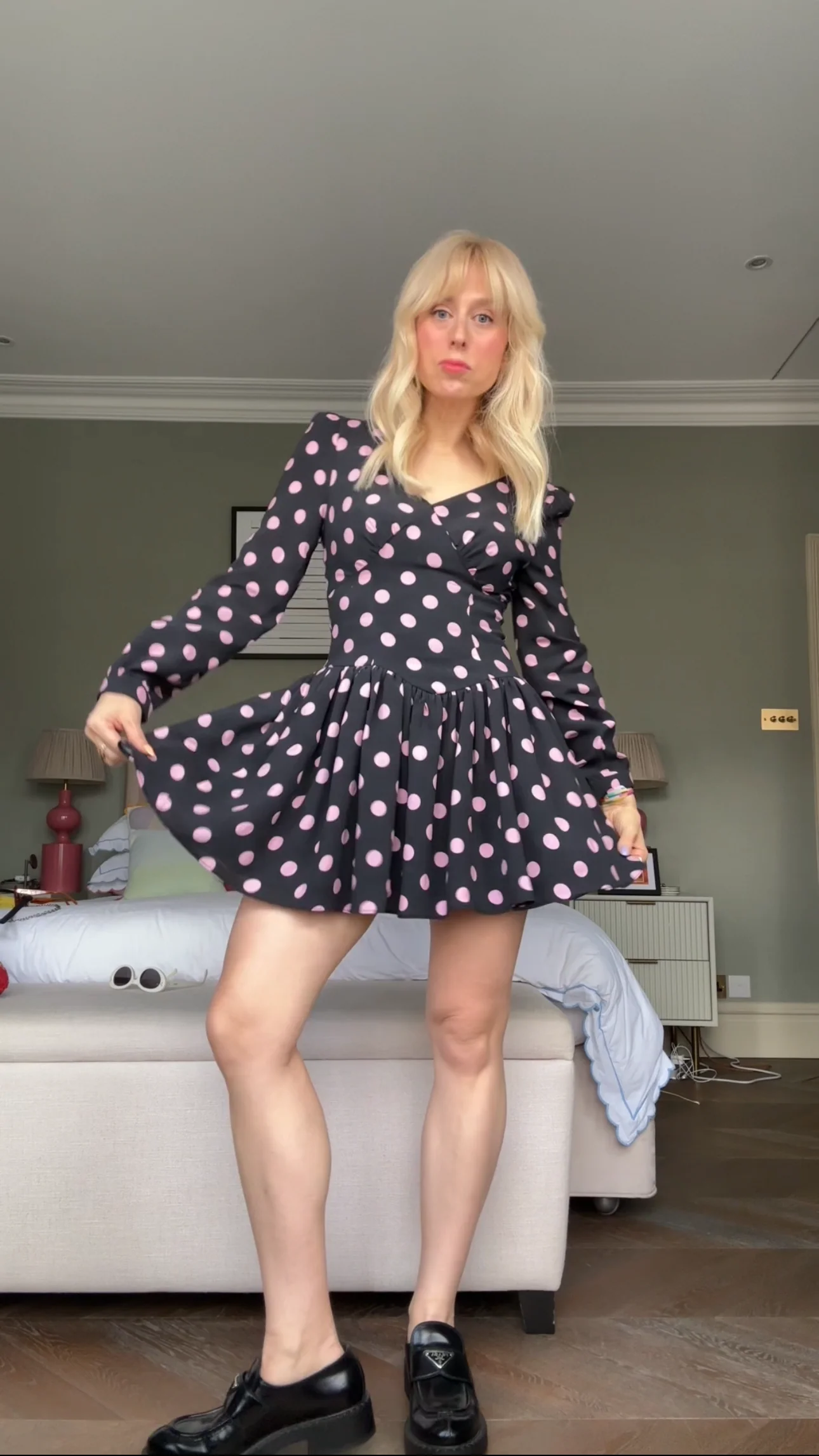 Jianna Black Polka Dot Mini Dress - Image 4
