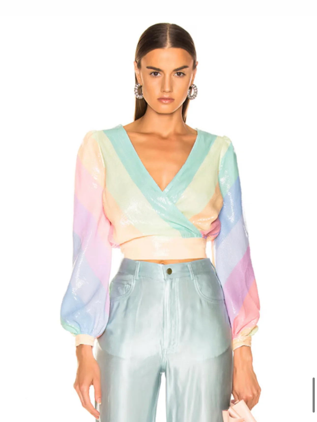 Kendall Pastel Stripe Sequin Top - Image 3