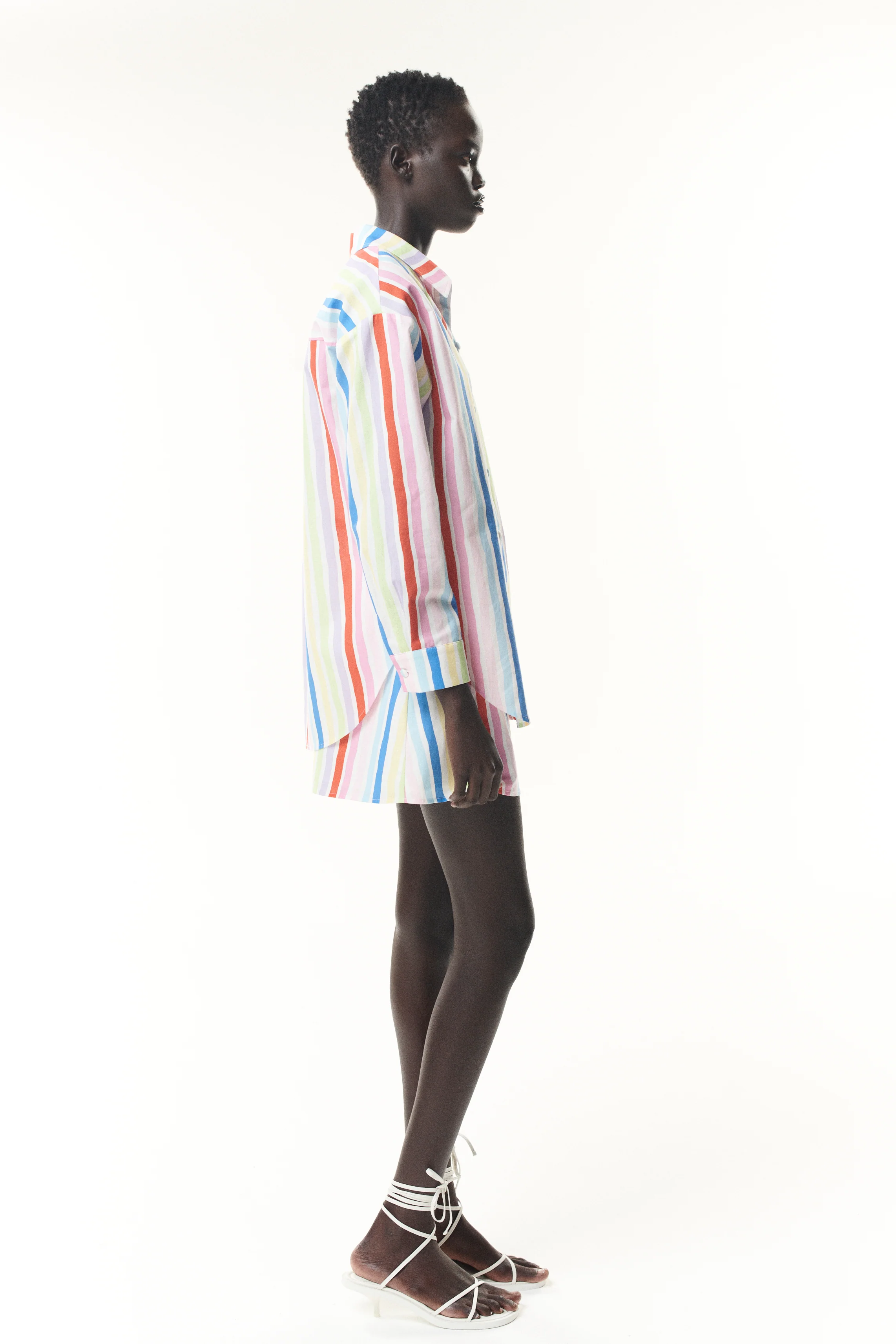 Laurie Painted Stripe Cotton Mini Skirt - Image 4