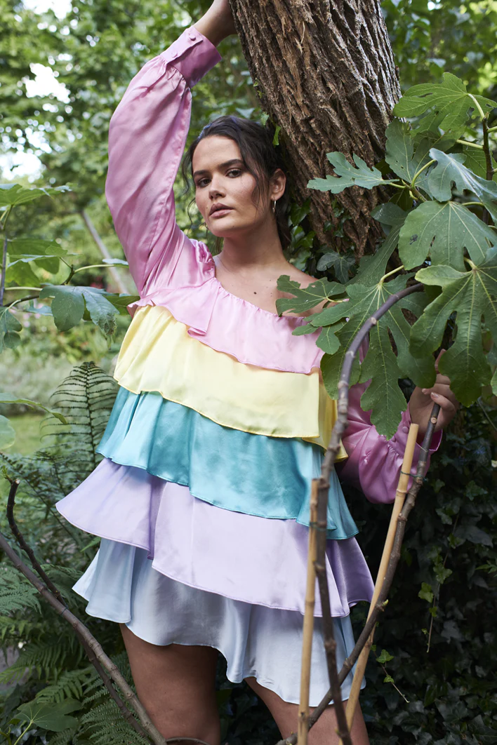 Leilani Colourblock Tiered Mini Dress RENTAL - Image 3
