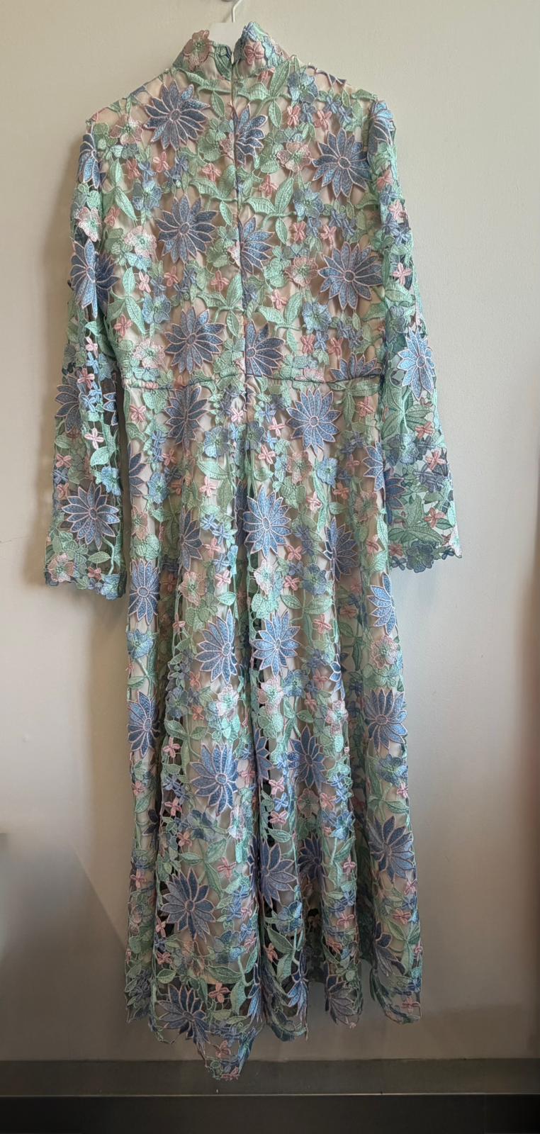 Lola Blue Green Guipure Lace Dress RENTAL - Image 3
