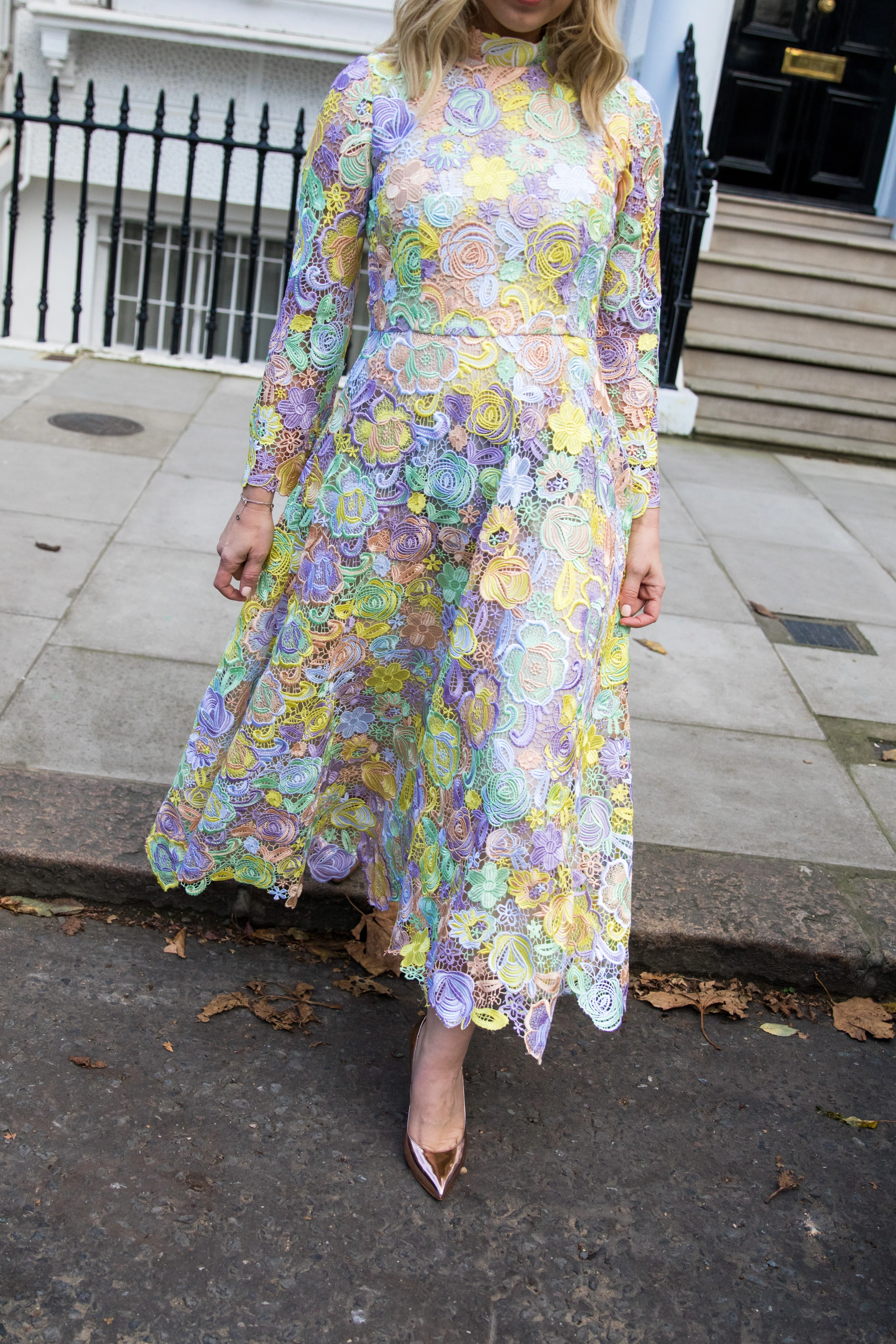 Lola Yellow Guipure Lace Dress - Image 3