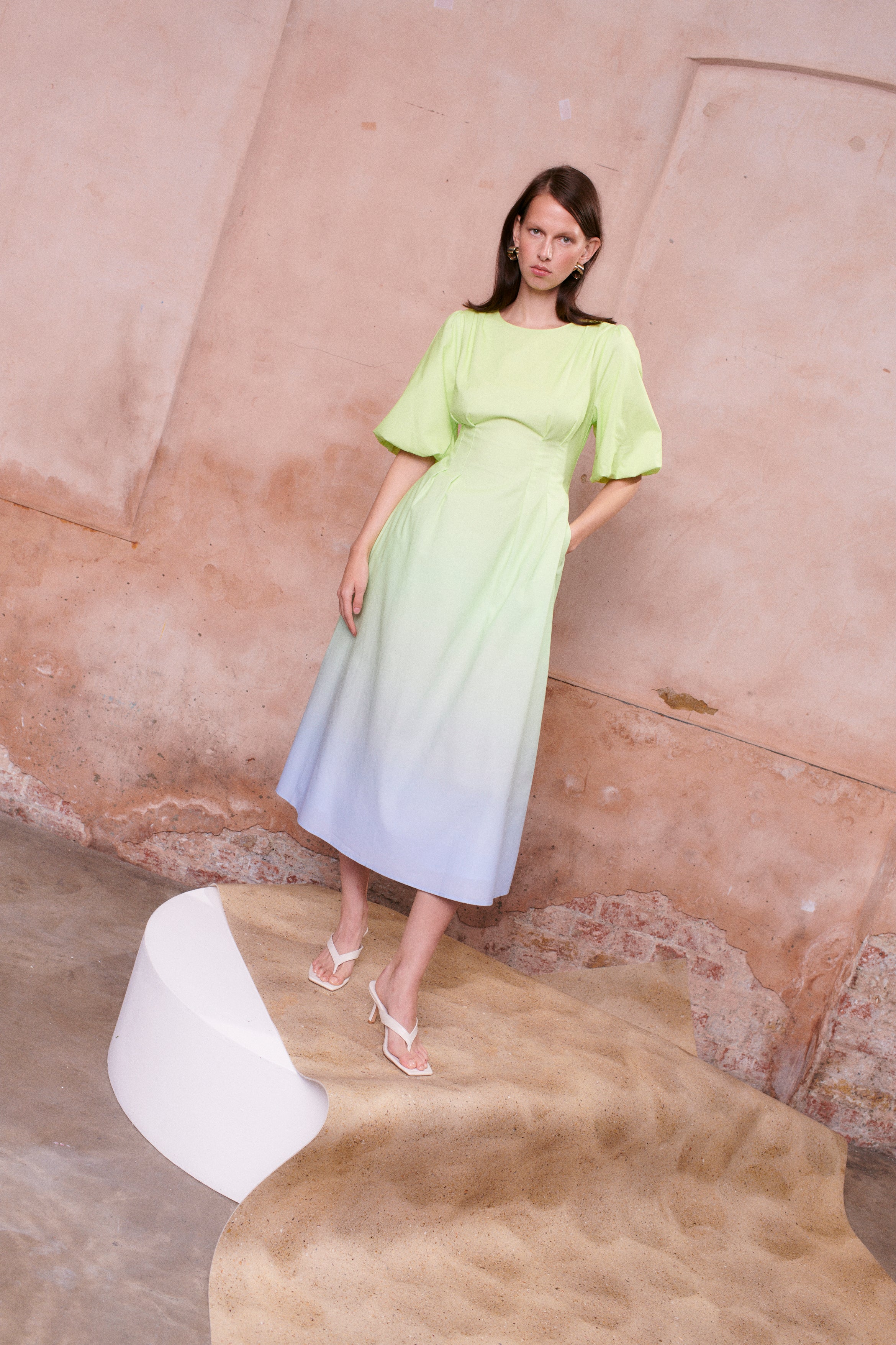 Lorena Green Blue Ombre Midi Dress RENTAL - Image 11