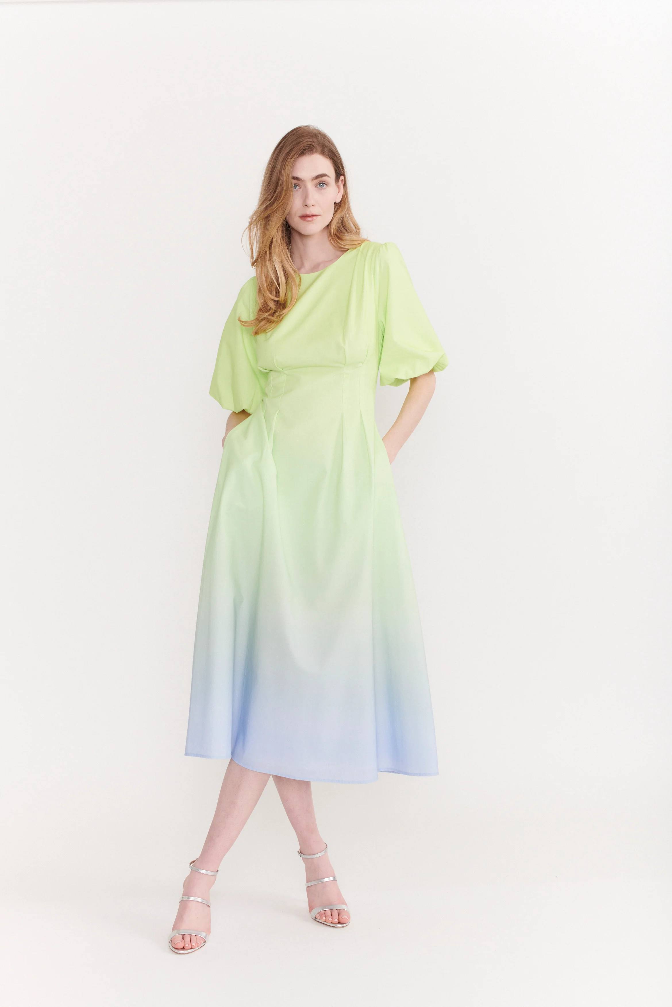 Lorena Green Blue Ombre Midi Dress RENTAL - Image 5
