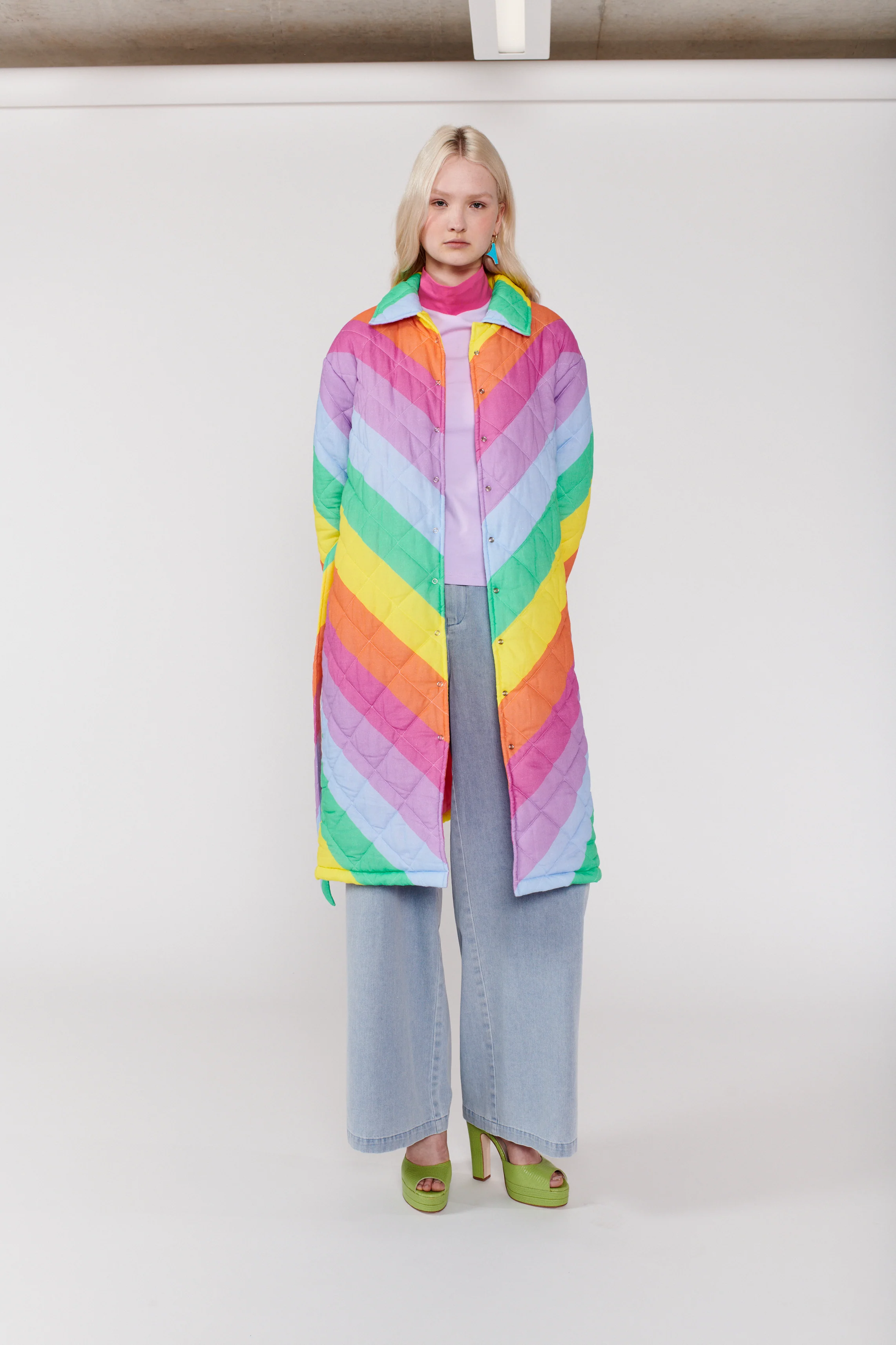 Lou Rainbow Chevron Quilted Coat - Image 3