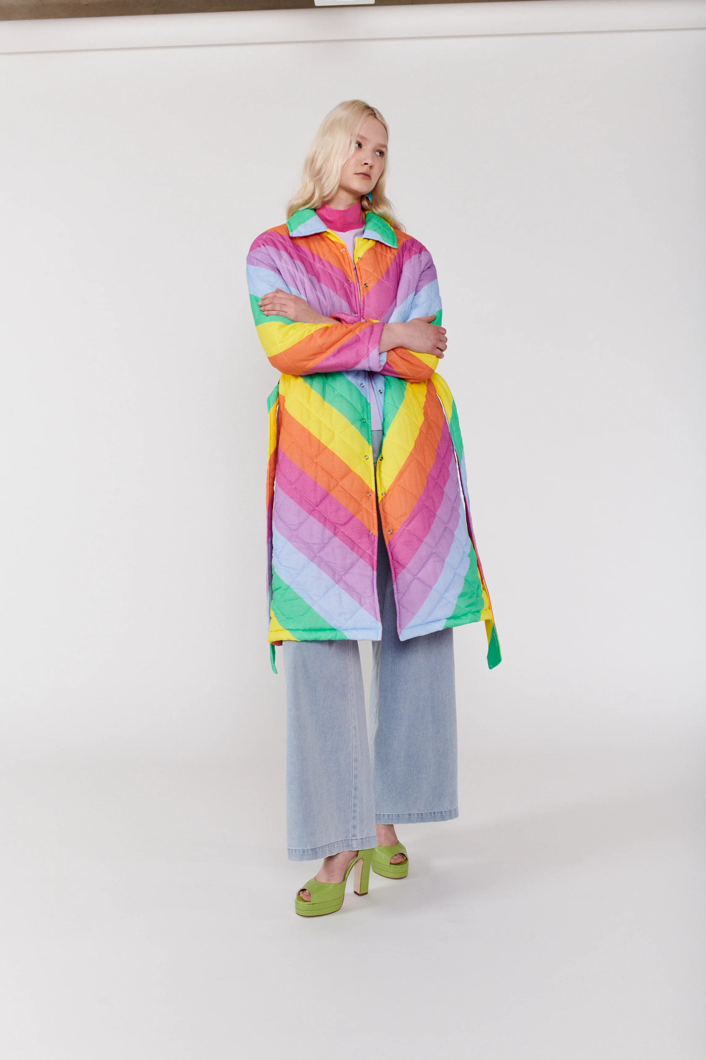 Lou Rainbow Chevron Quilted Coat - Image 4