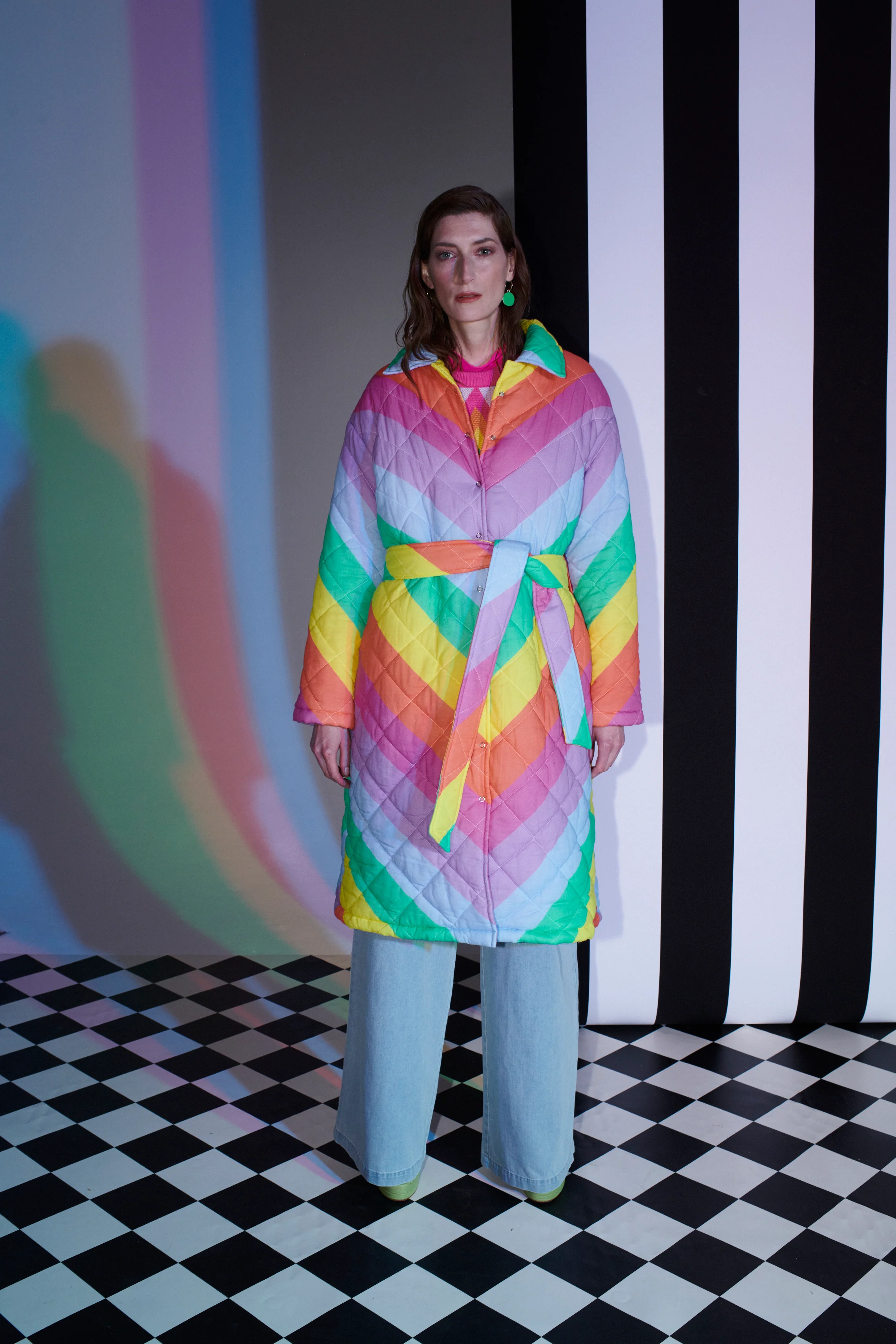 Lou Rainbow Chevron Quilted Coat - Image 6