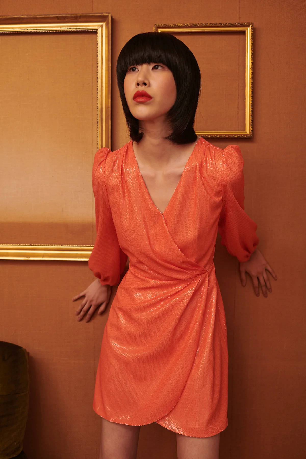 Meg Orange Sequin Mini Dress RENTAL