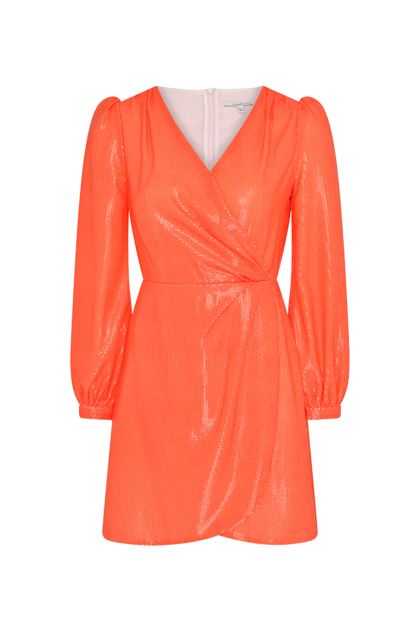 Meg Orange Sequin Mini Dress RENTAL - Image 2