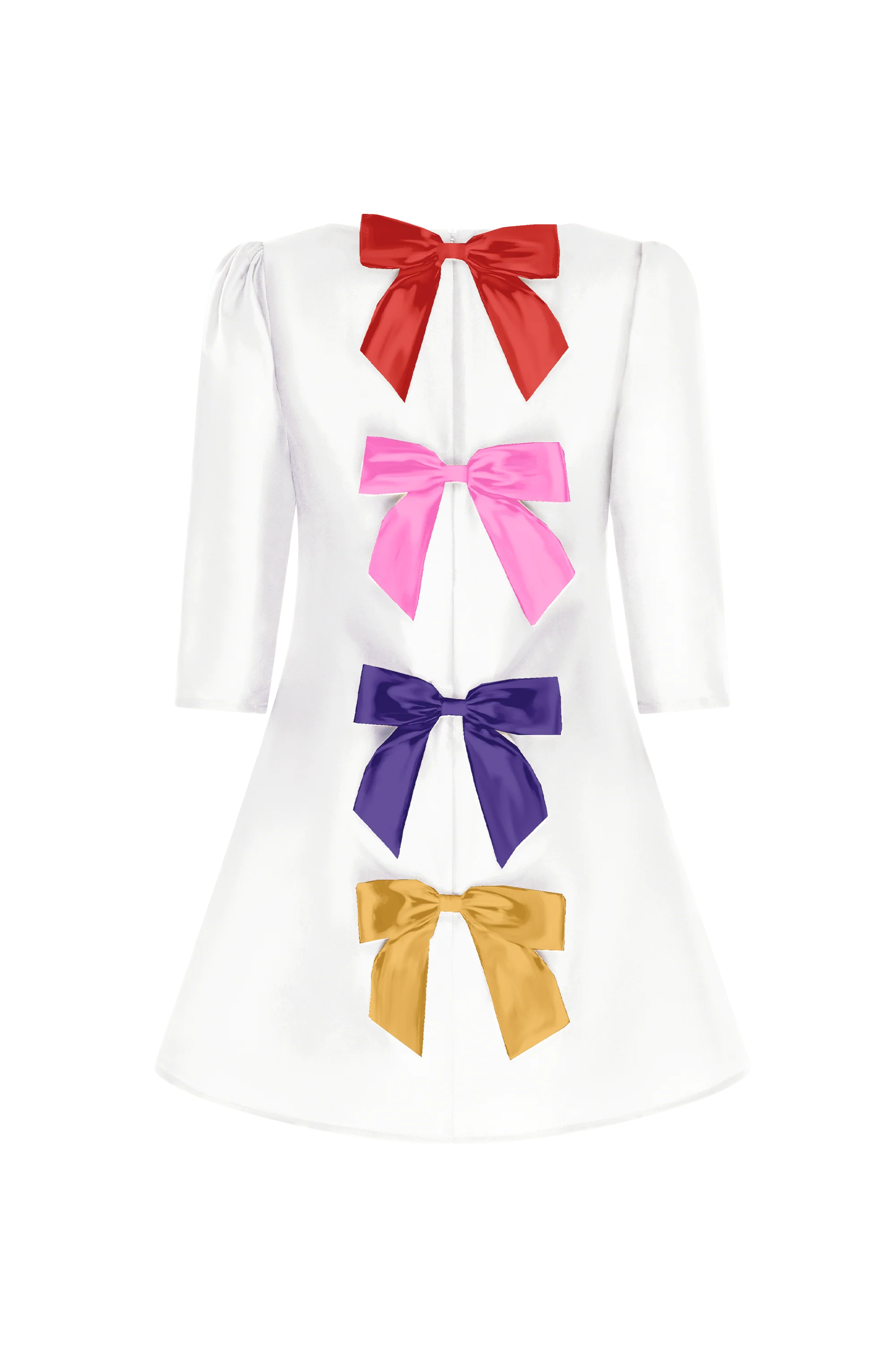 Noa Mini White With Multicolour Bow Dress RENTAL - Image 4