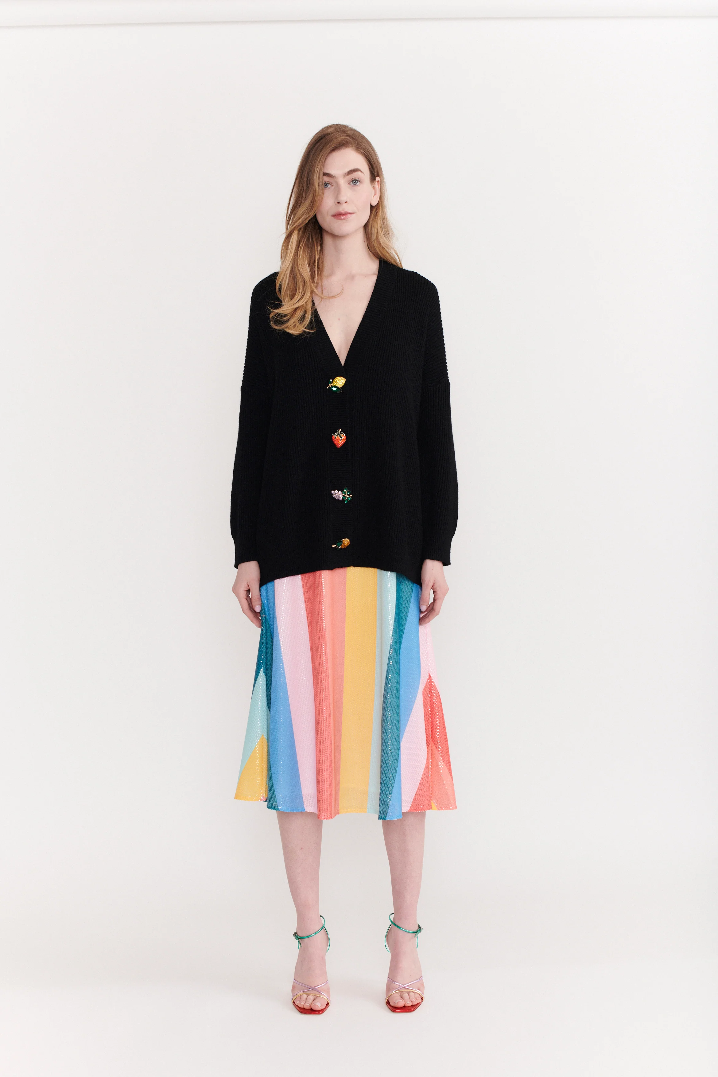 Penelope Rainbow Stripe Sequin Skirt - Image 3