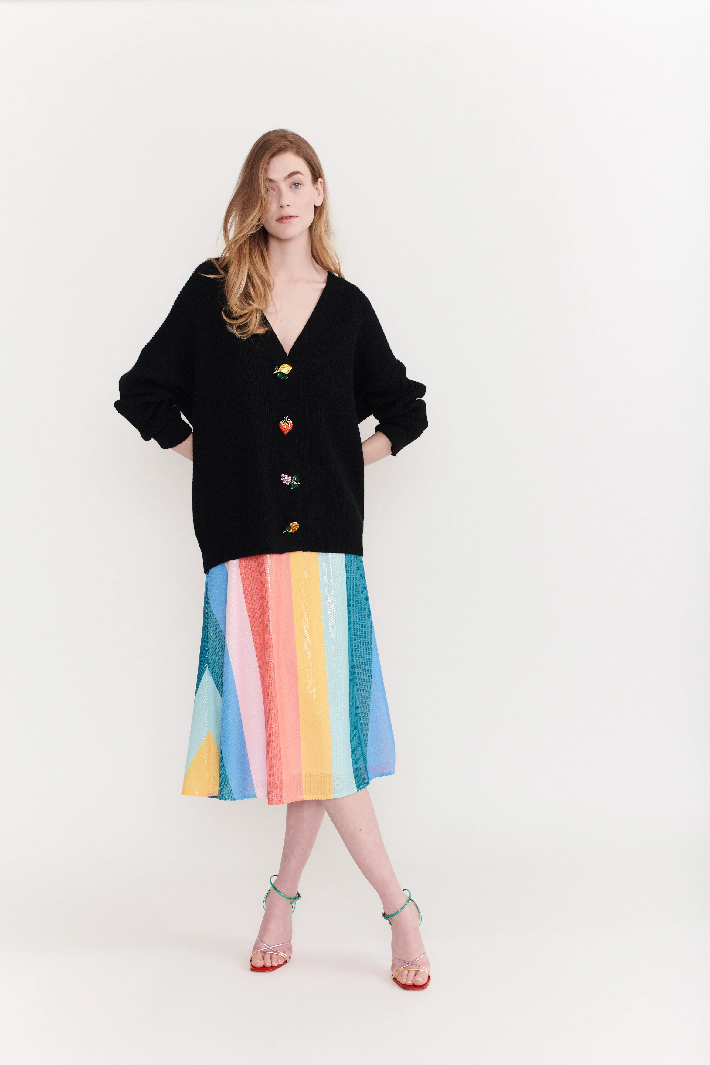 Penelope Rainbow Stripe Sequin Skirt - Image 5