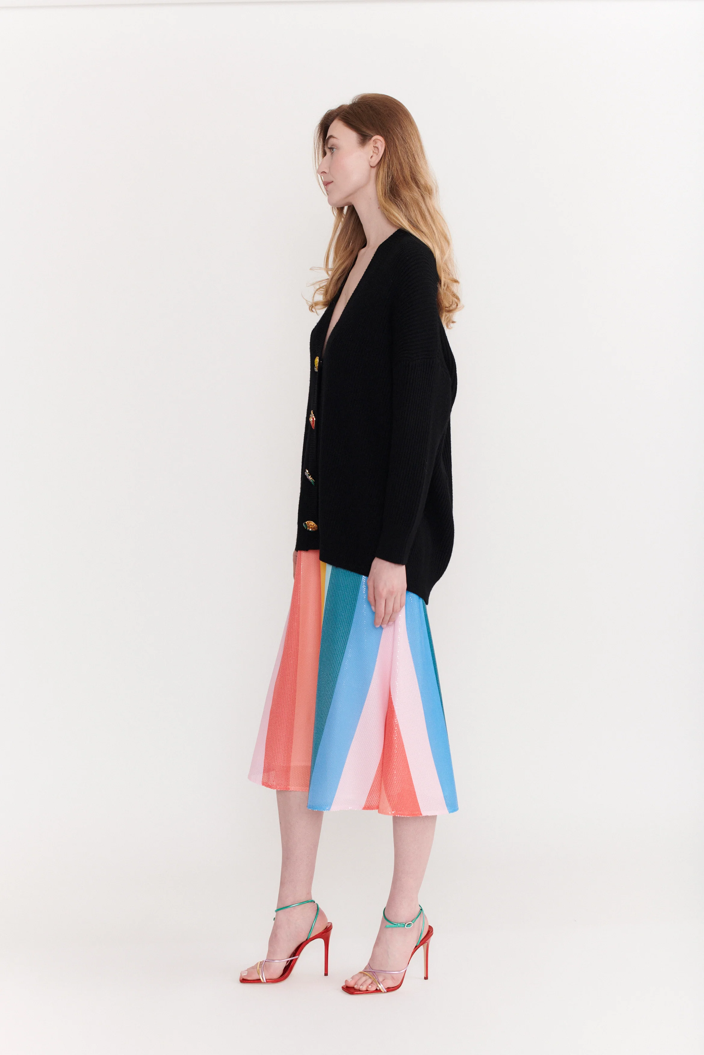 Penelope Rainbow Stripe Sequin Skirt - Image 6