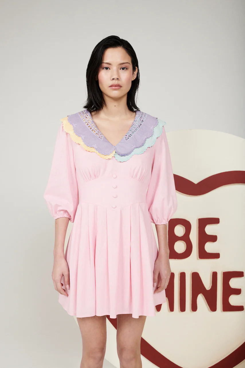 Rae Pink Collared Mini Dress RENTAL - Image 4