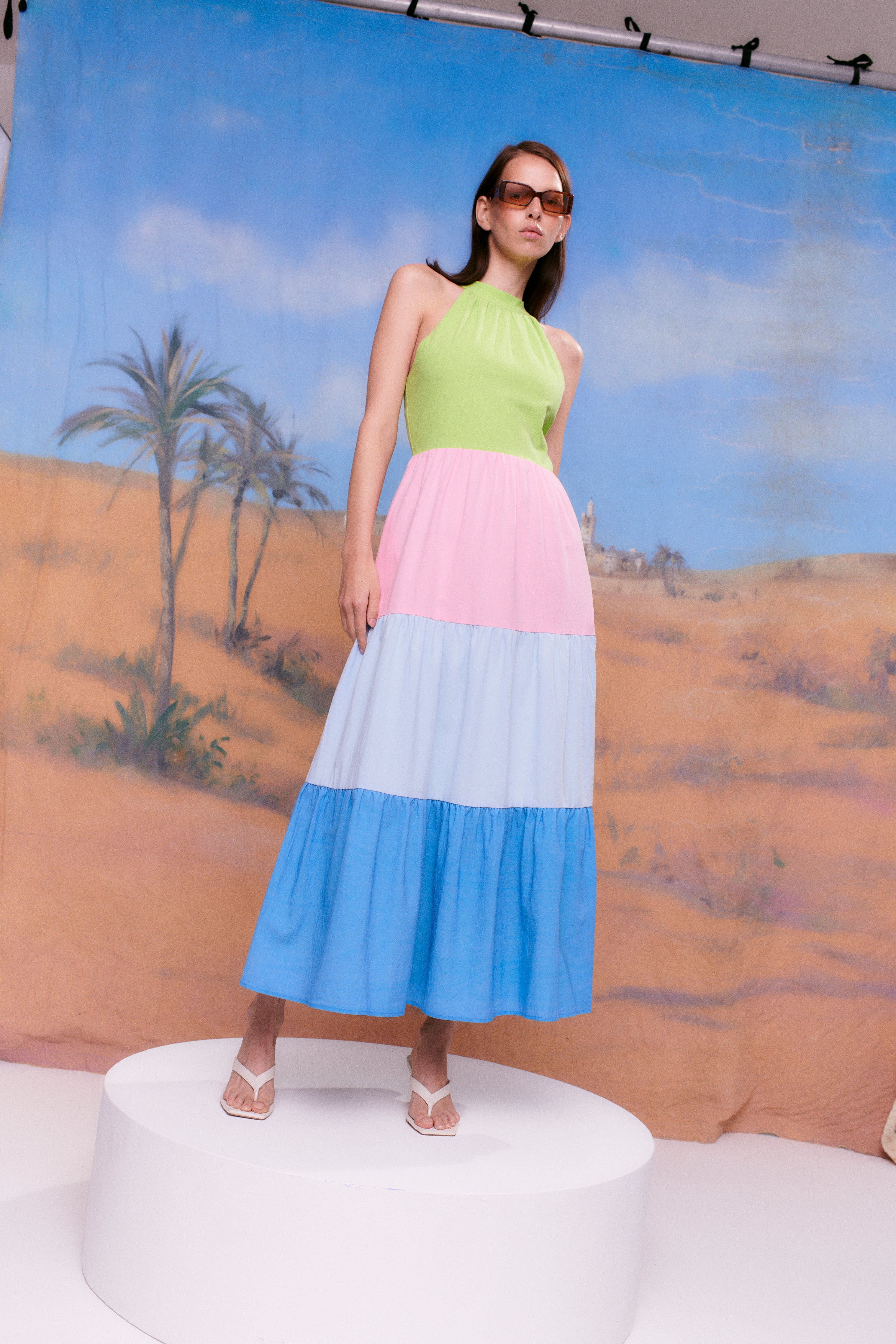 Reeva Colourblock Tiered Maxi Dress RENTAL - Image 3