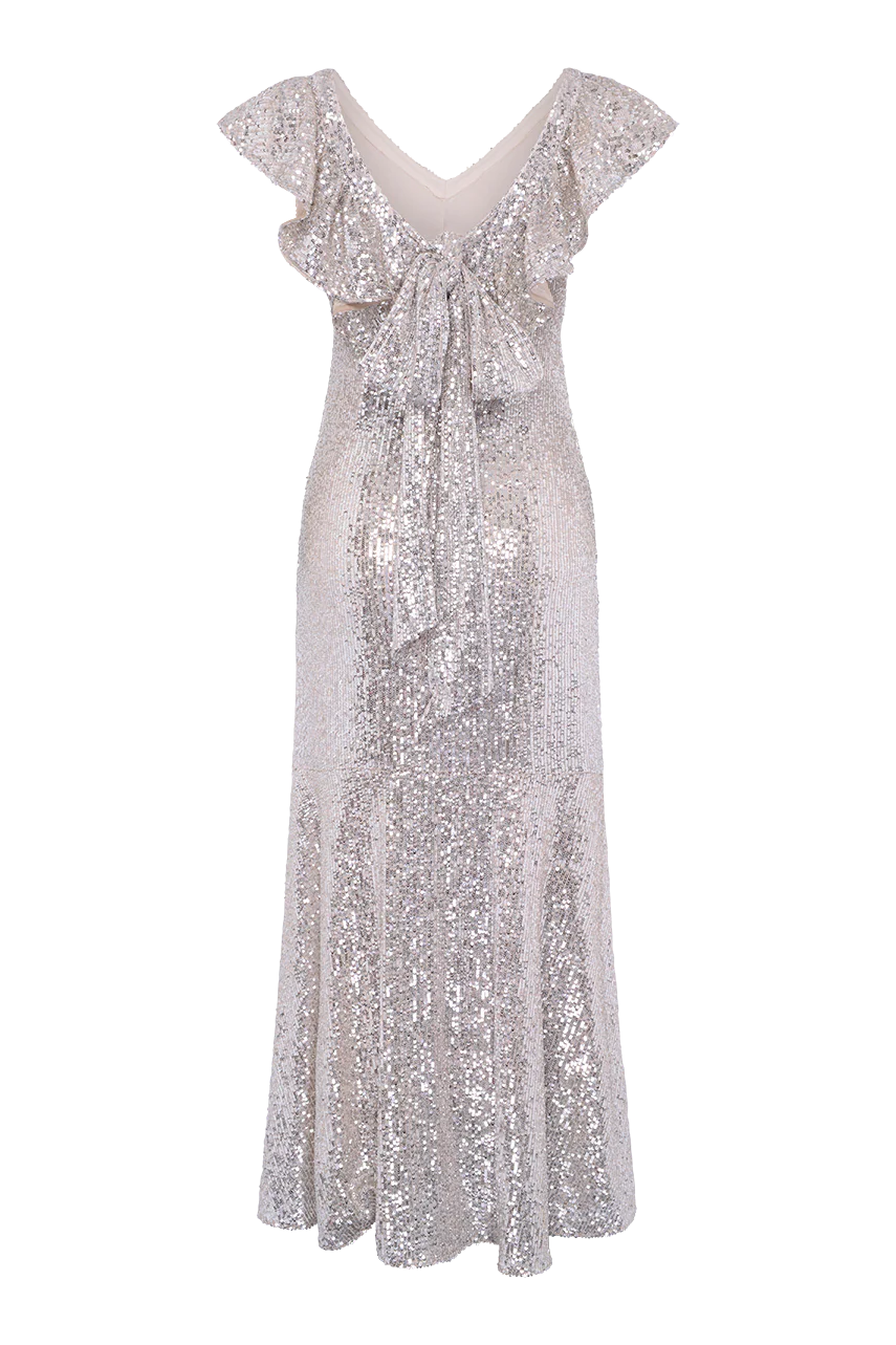 Rex Silver Sequin Maxi Dress RENTAL - Image 3