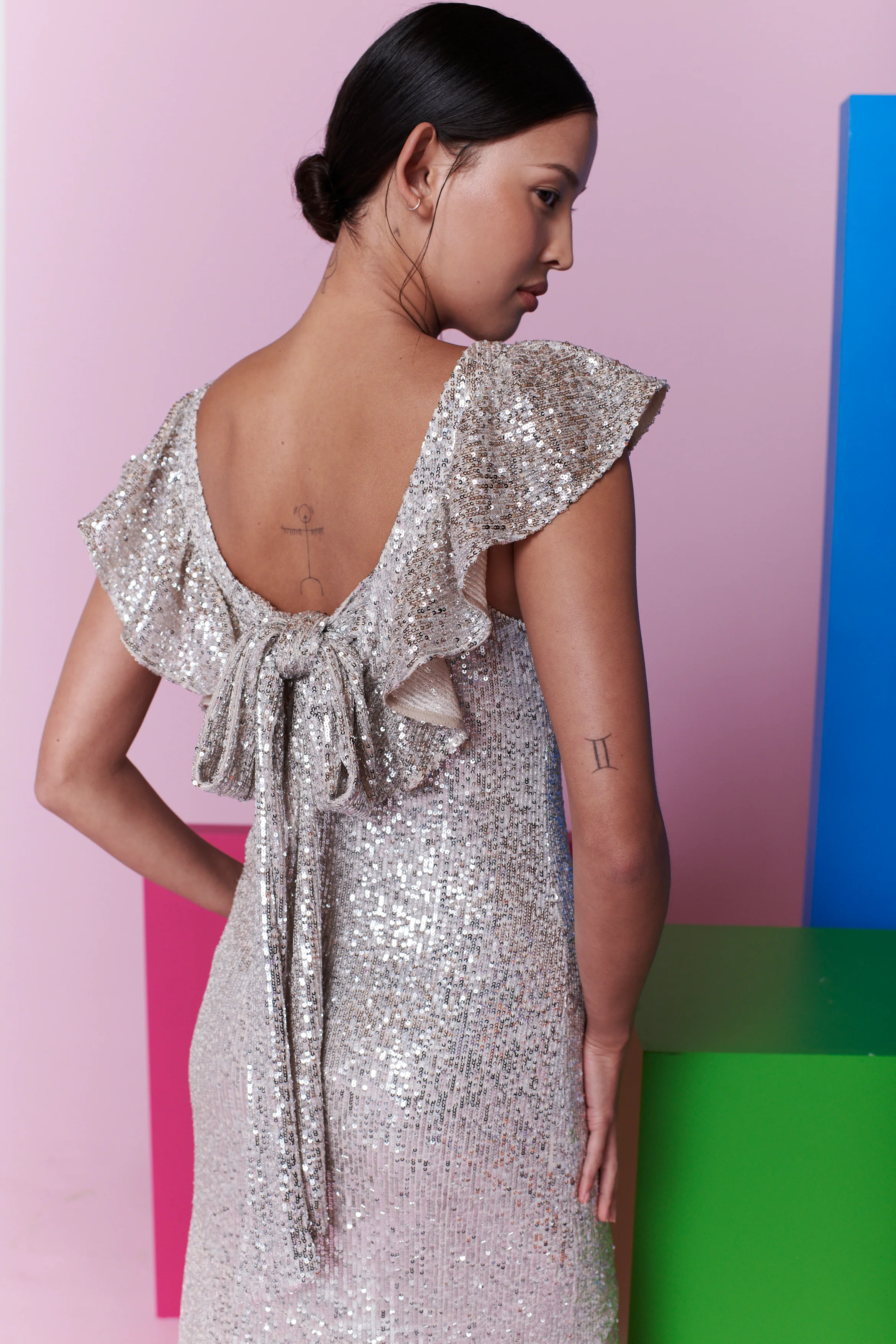Rex Silver Sequin Maxi Dress RENTAL - Image 6