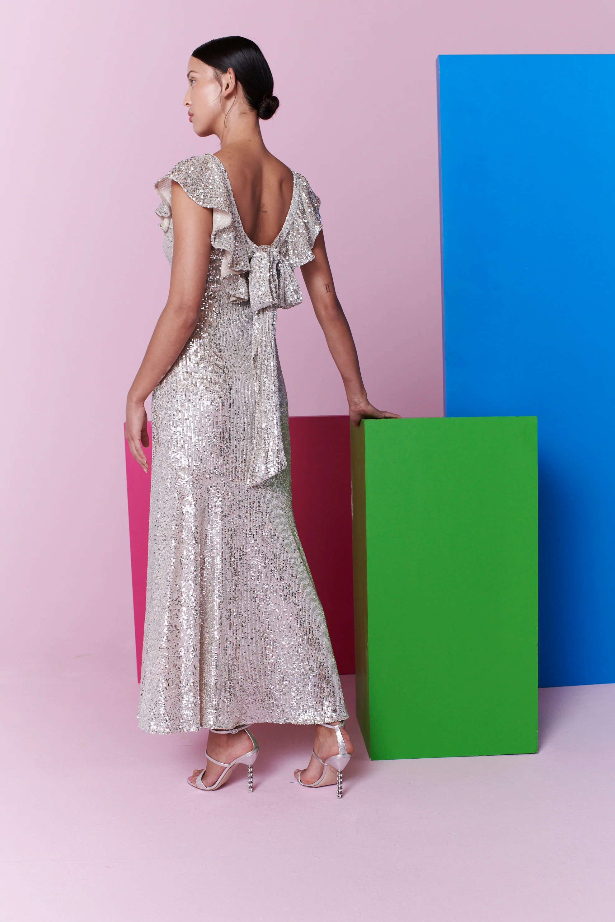 Rex Silver Sequin Maxi Dress RENTAL - Image 7