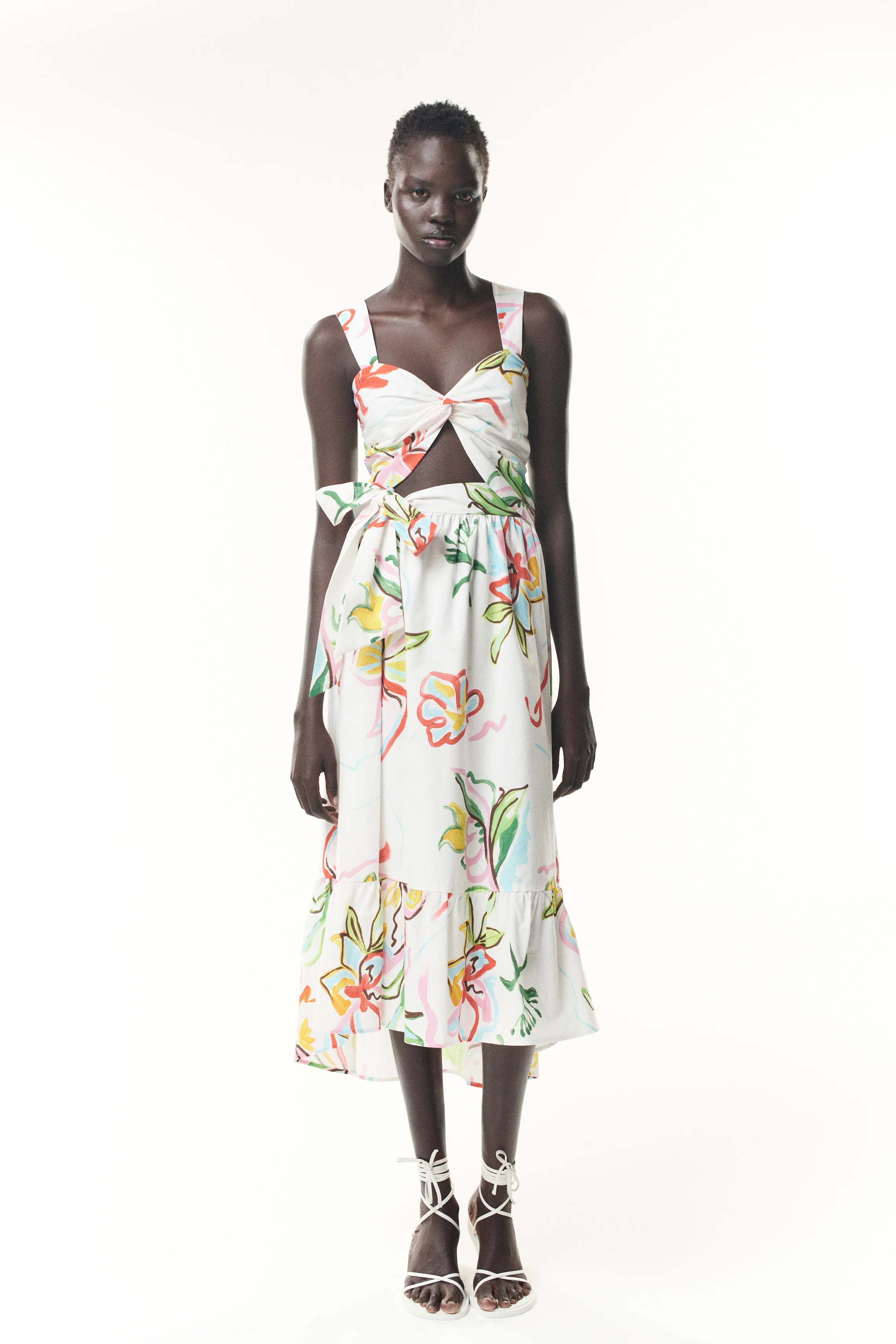 Roisin Painterly Floral Tie Front Crop Top - Image 3
