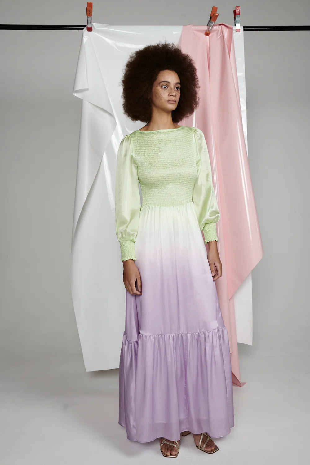 Sadie Lilac Green Ombre Silk Dress RENTAL - Image 3