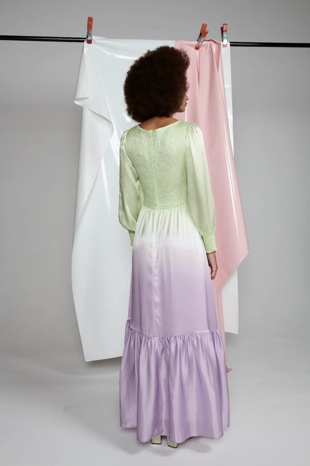 Sadie Lilac Green Ombre Silk Dress RENTAL - Image 4