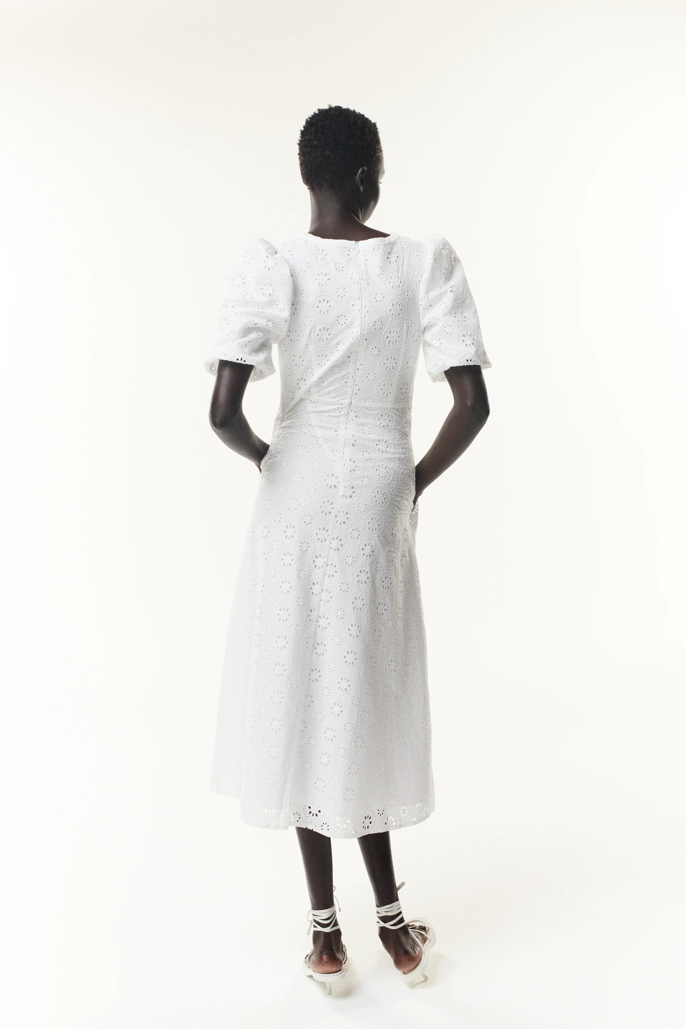 Sia White Broderie Anglaise Midi Dress - Image 4
