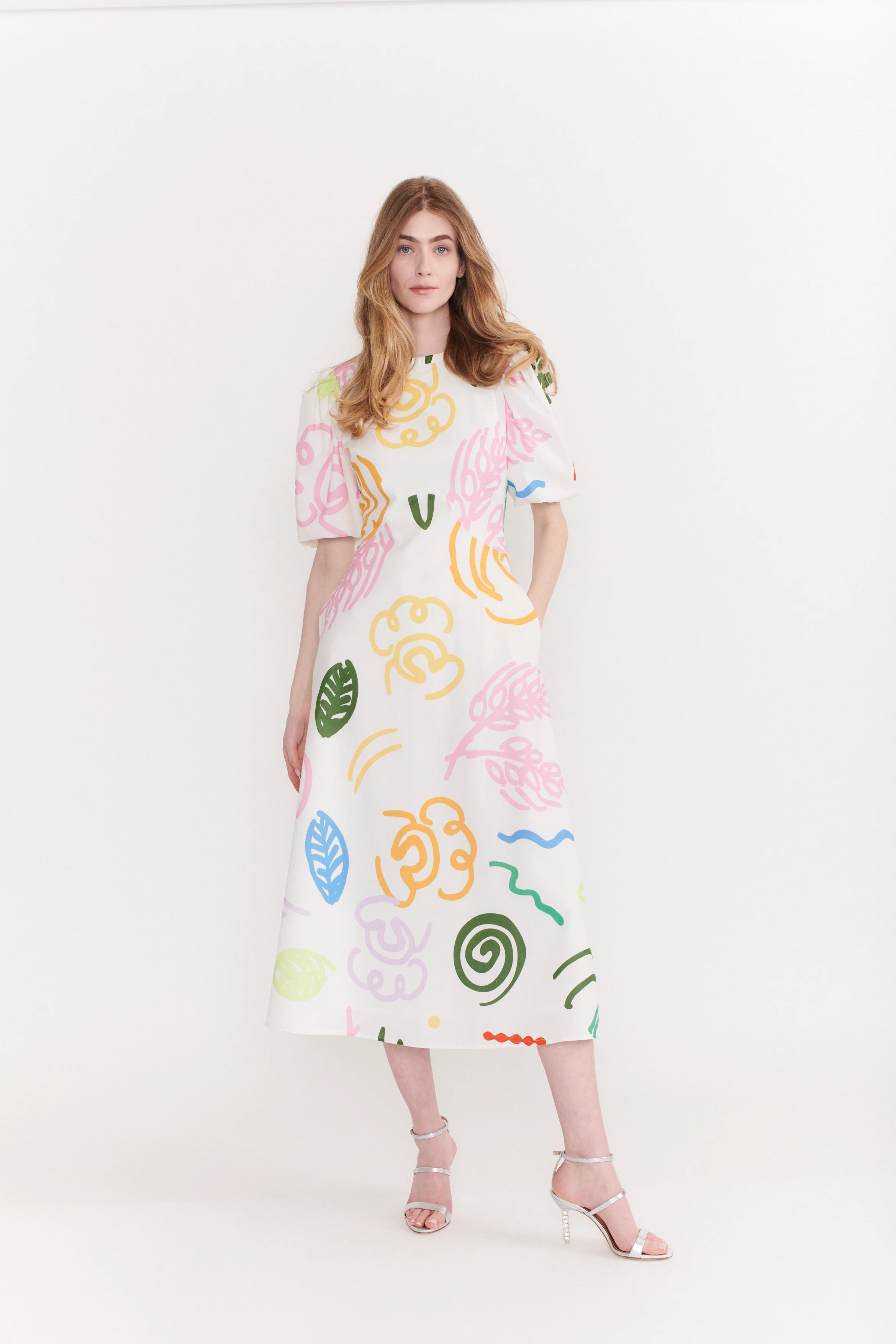 Sia White Sketchy Floral Midi Dress RENTAL - Image 3