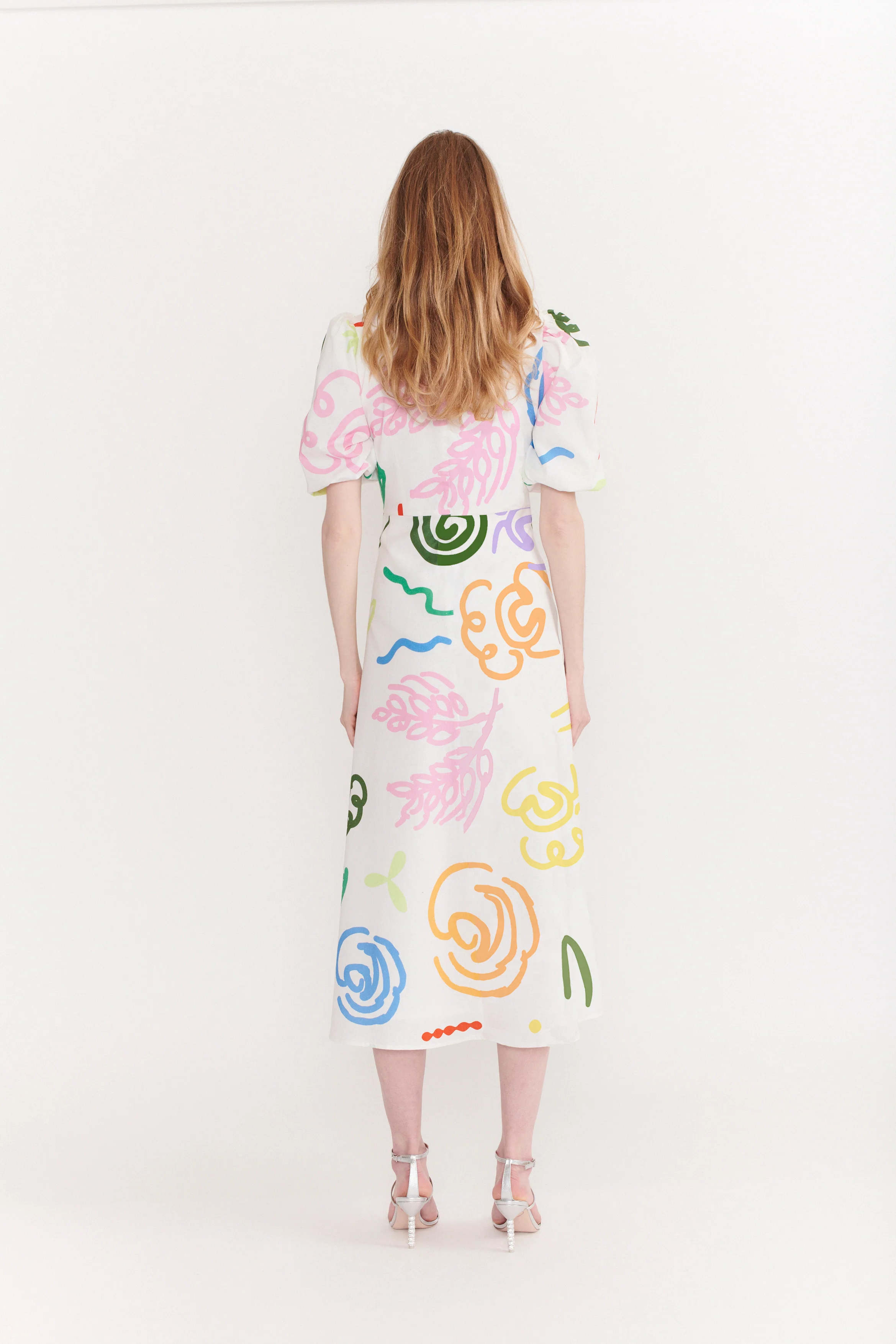 Sia White Sketchy Floral Midi Dress RENTAL - Image 5