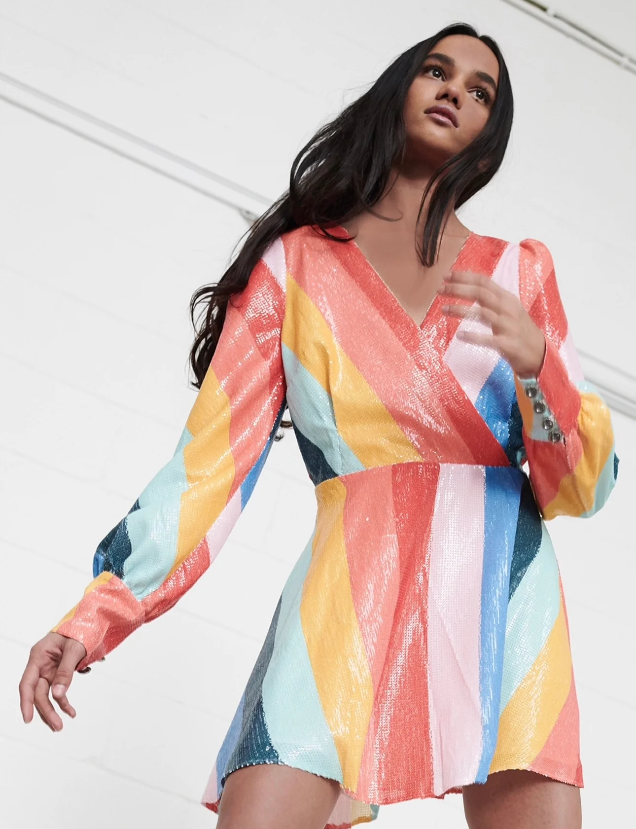 Taylor Multi Stripe Sequin Mini Dress RENTAL - Image 3